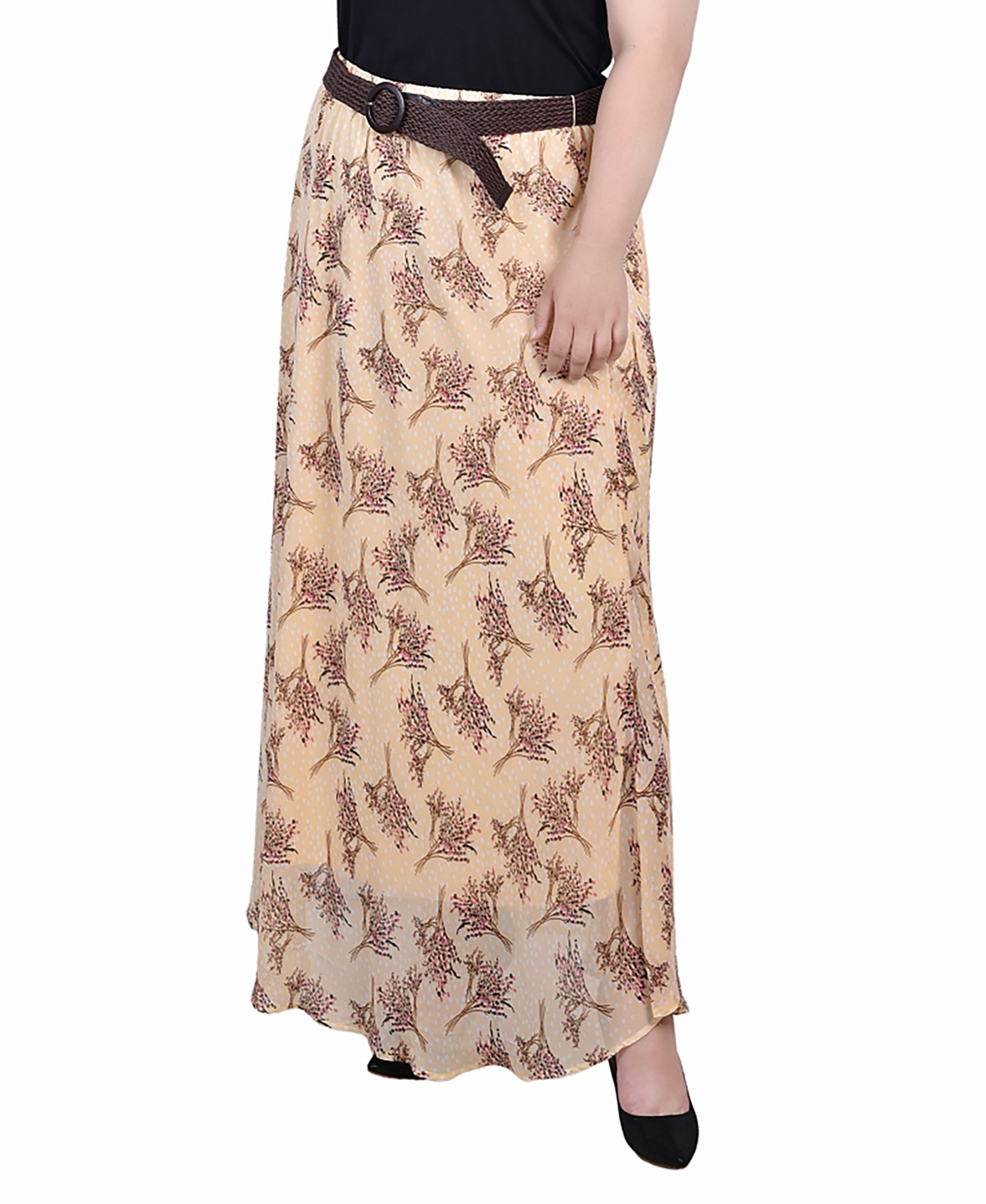 Plus Size Chiffon Maxi Skirt