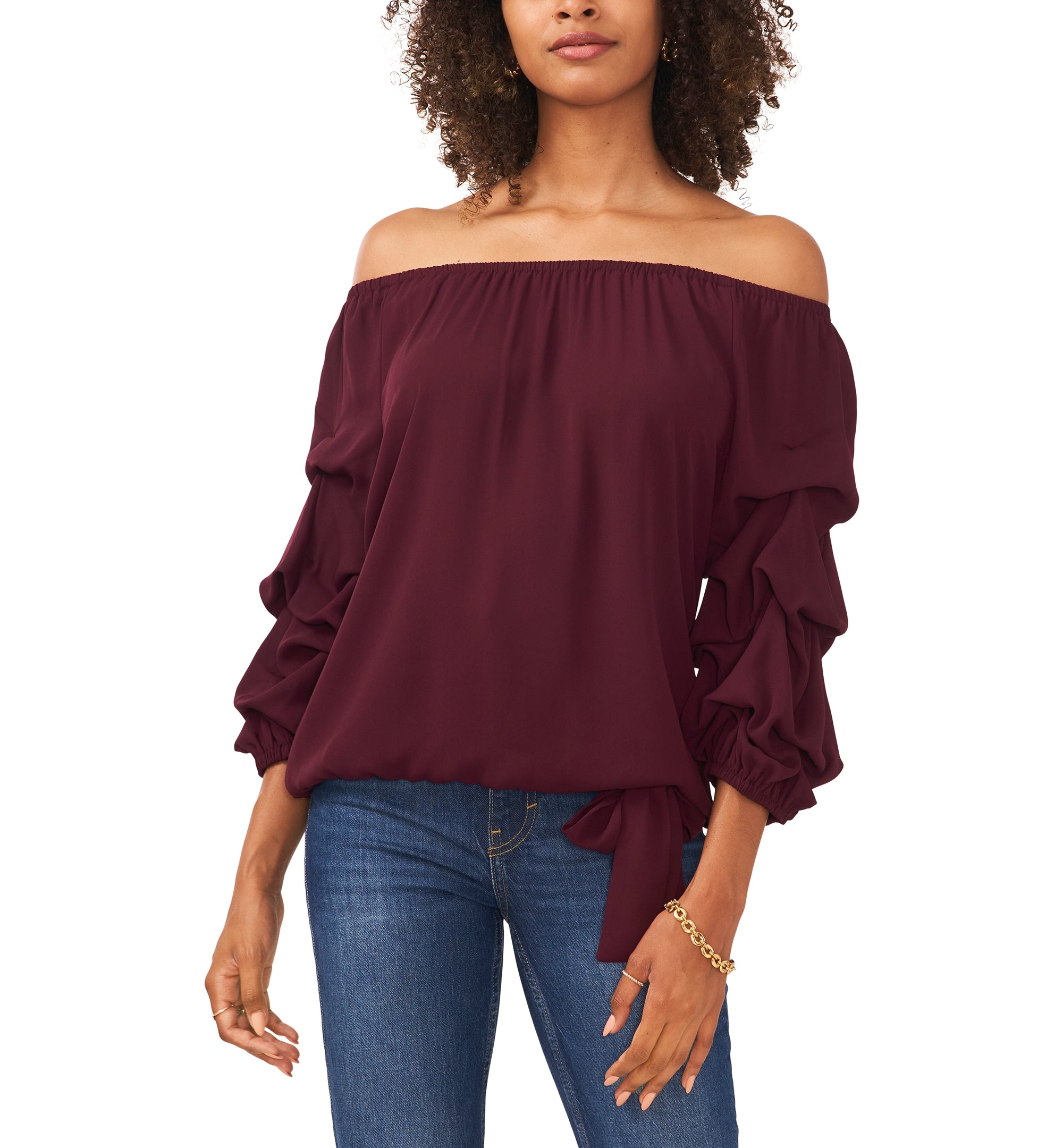 Women's Off-The-Shoulder Tiered-Sleeve Blouse
