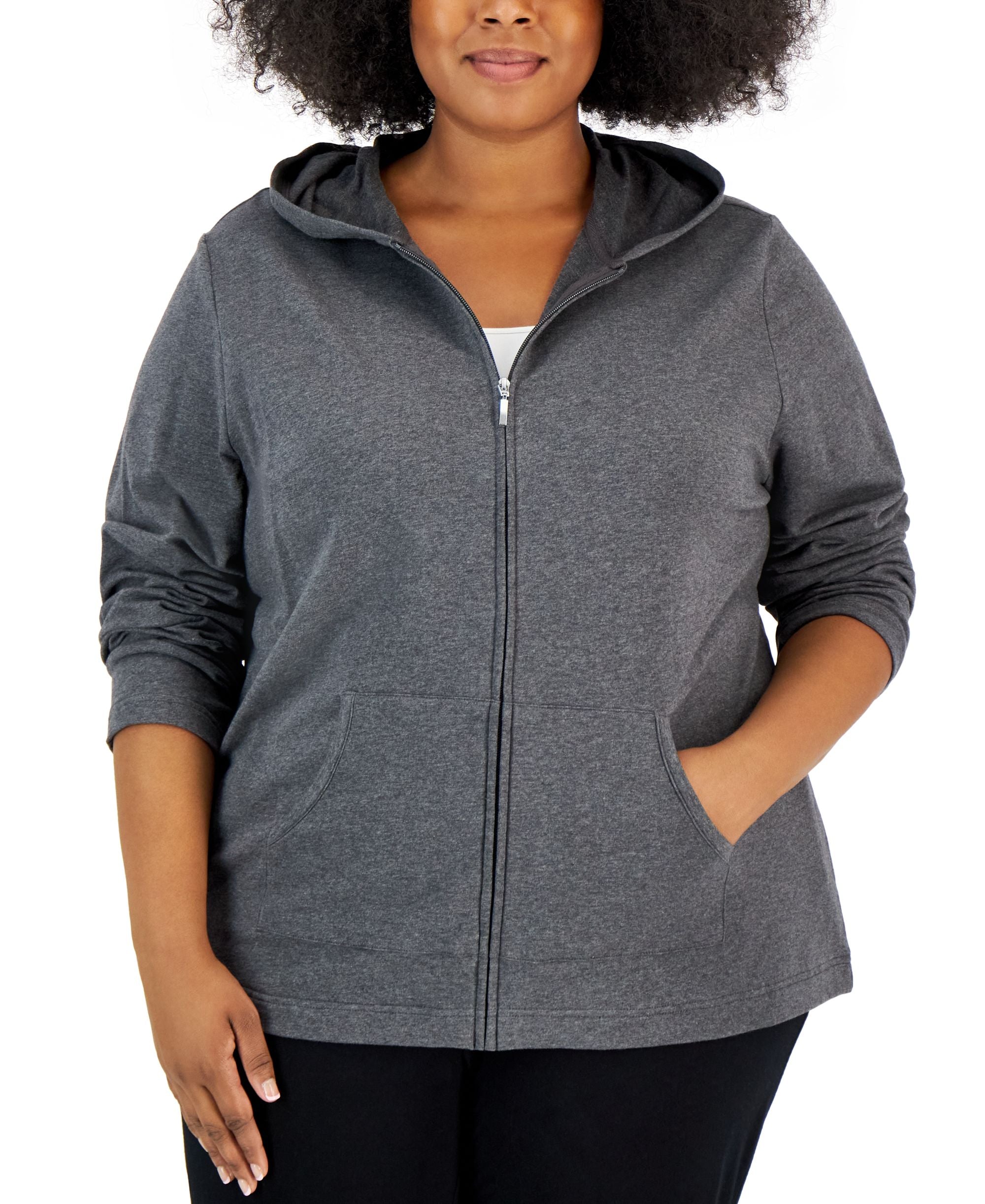 Karen Scott Plus Size Zip Up Hoodie