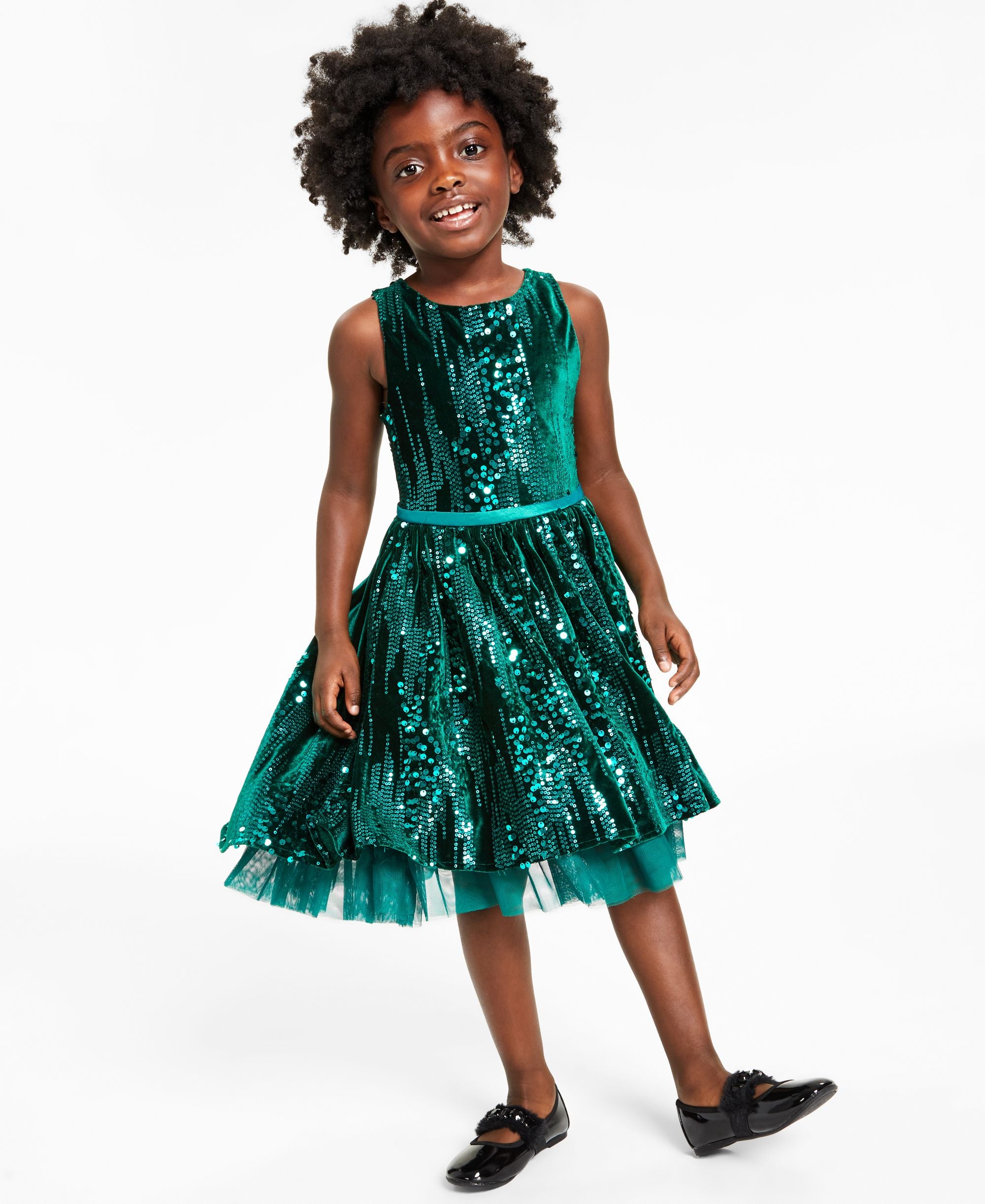 Toddler Girls Sequin Velvet High Low Dress