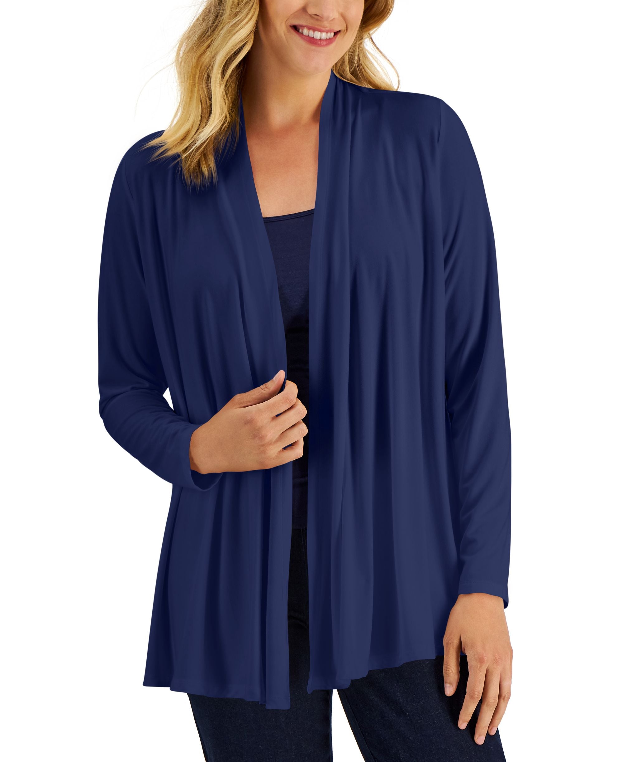 Karen Scott Petite Open Front Knit Cardigan
