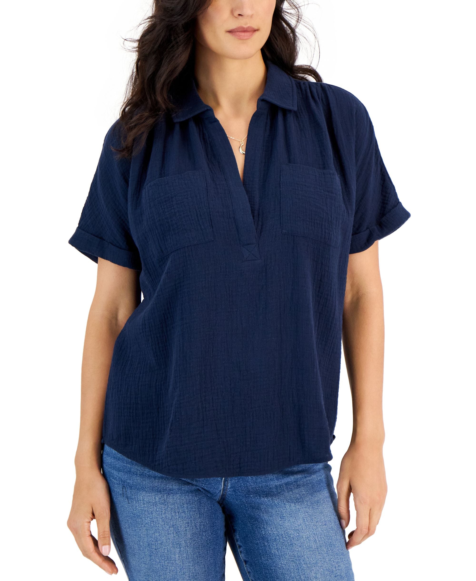 Women's Cotton Crinkle Gauze Top