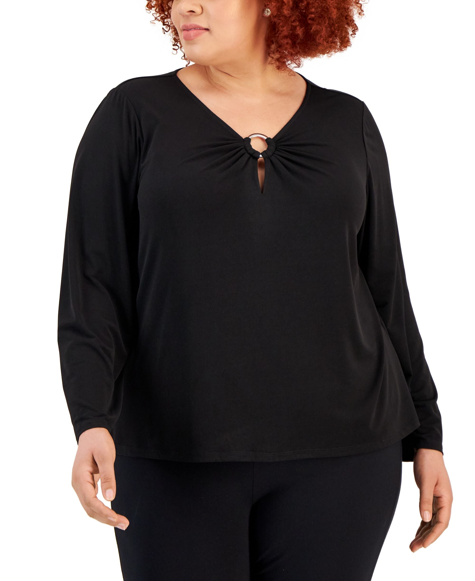 Plus Size O-Ring-Neck Top