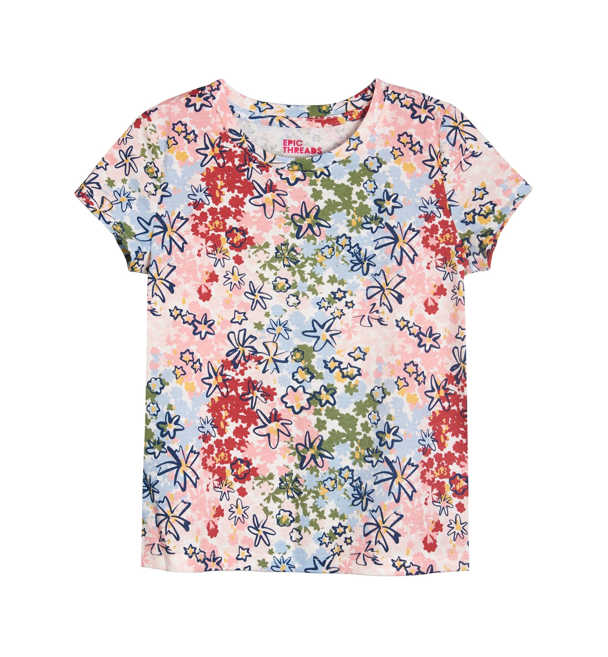 Little Girls Ditsy Floral Graphic T-Shirt