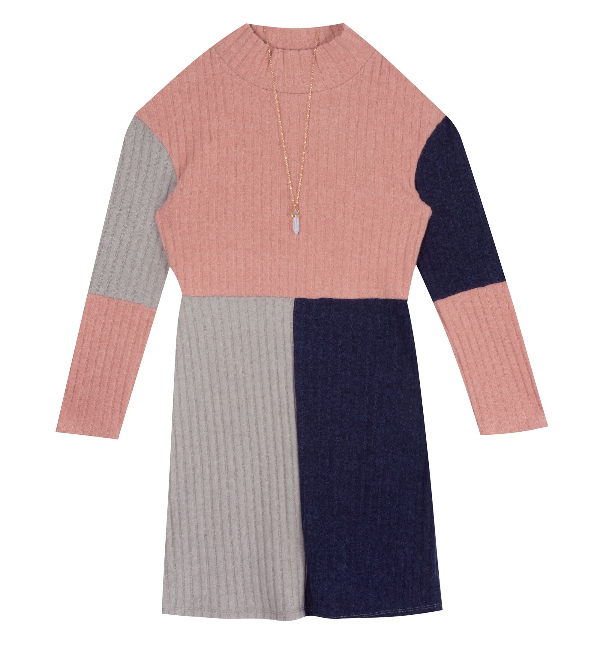 Rare Editions Big Girls Sweater Dress With Necklace