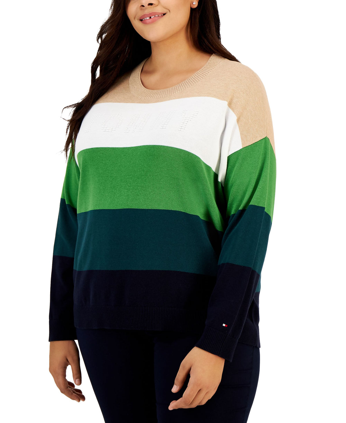 Tommy Hilfiger Plus Size Striped Bubble Sweater
