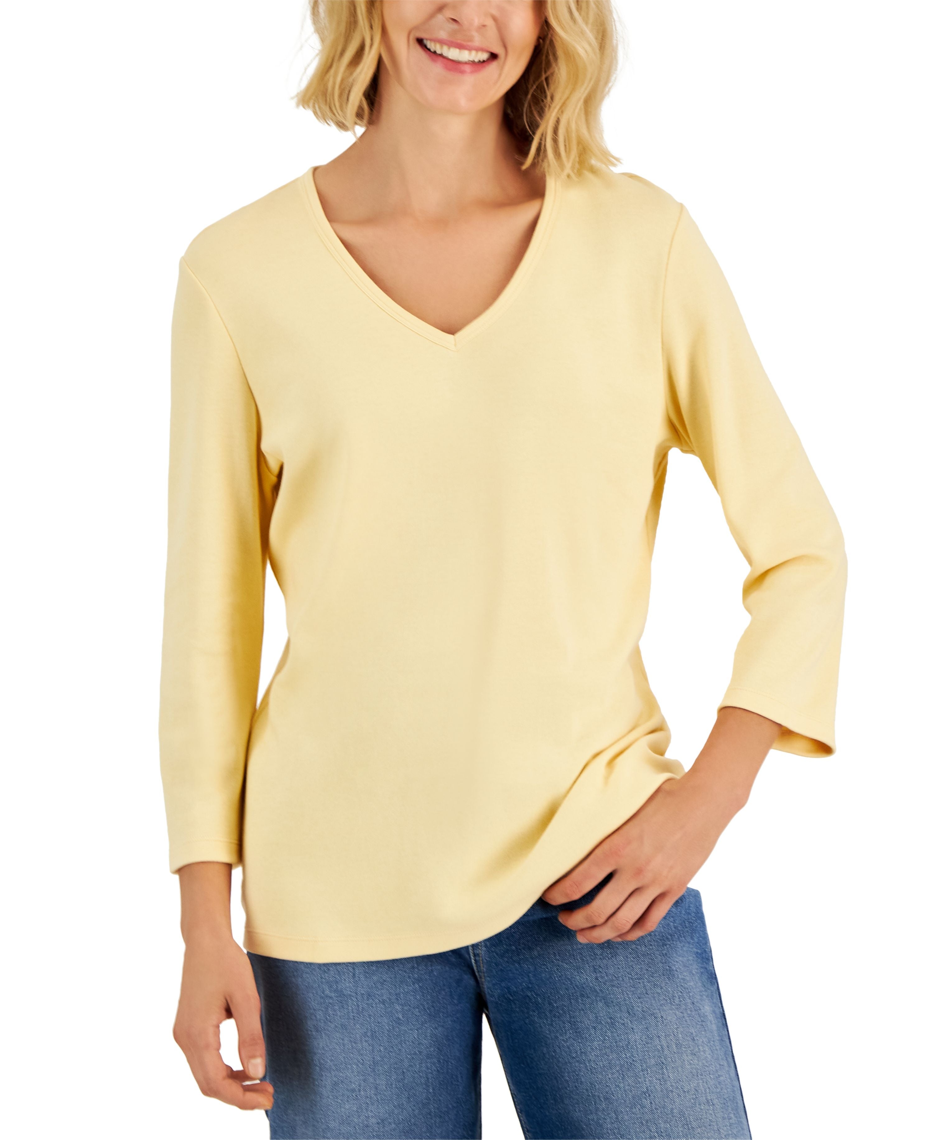 V-Neck 3/4-Sleeve Top