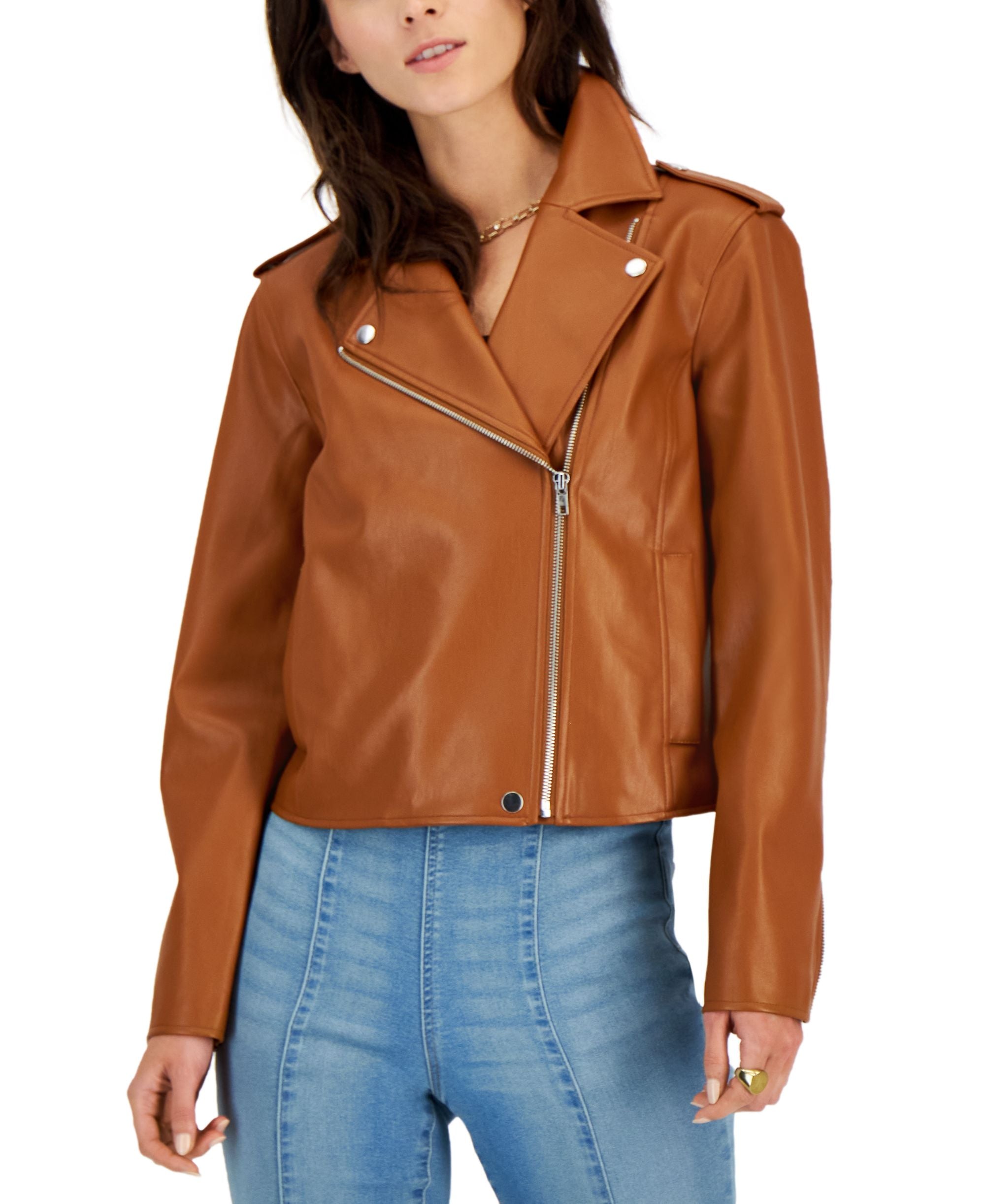 International Concepts Womens Faux Leather Jacket