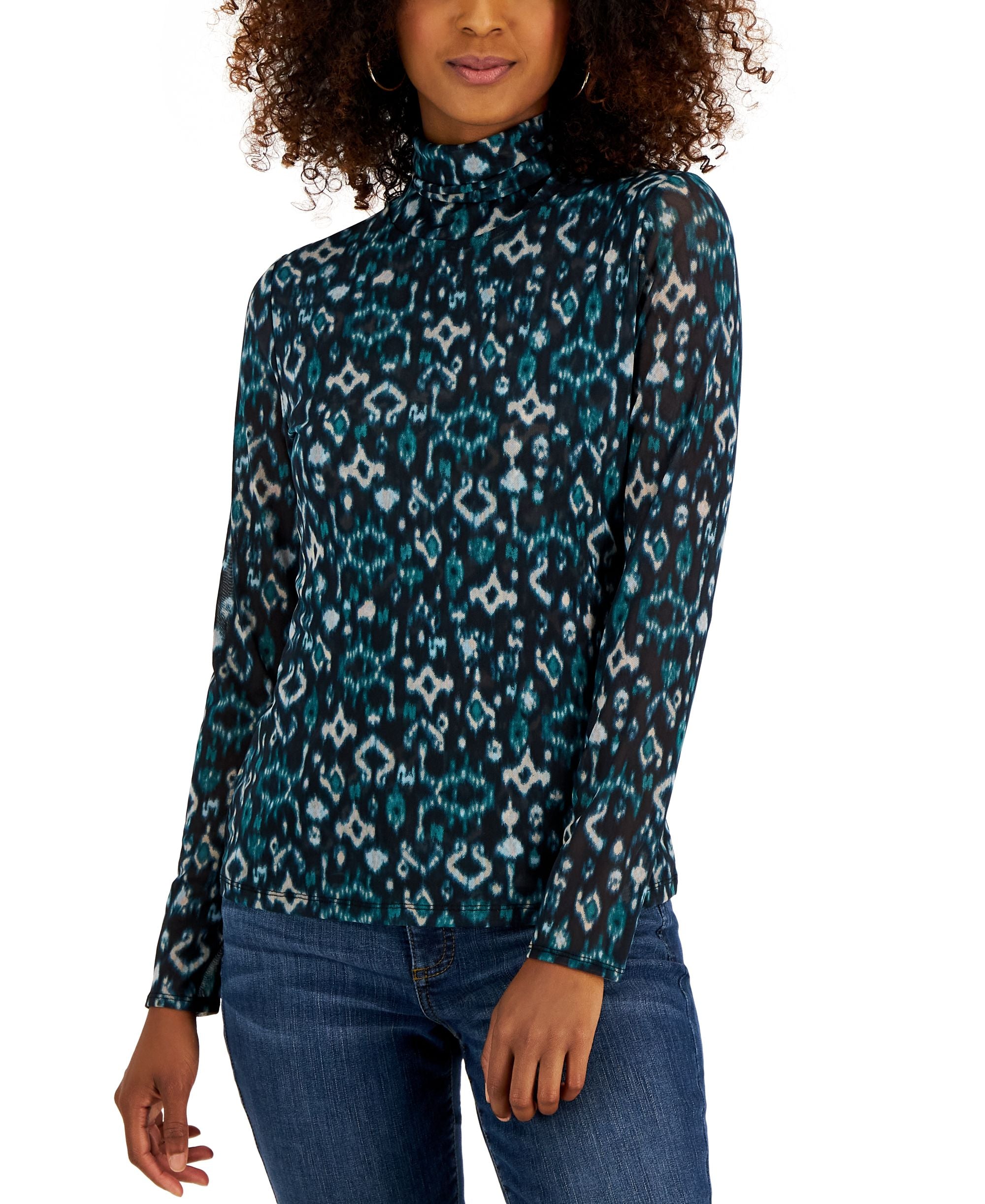 Petite Mesh Turtleneck