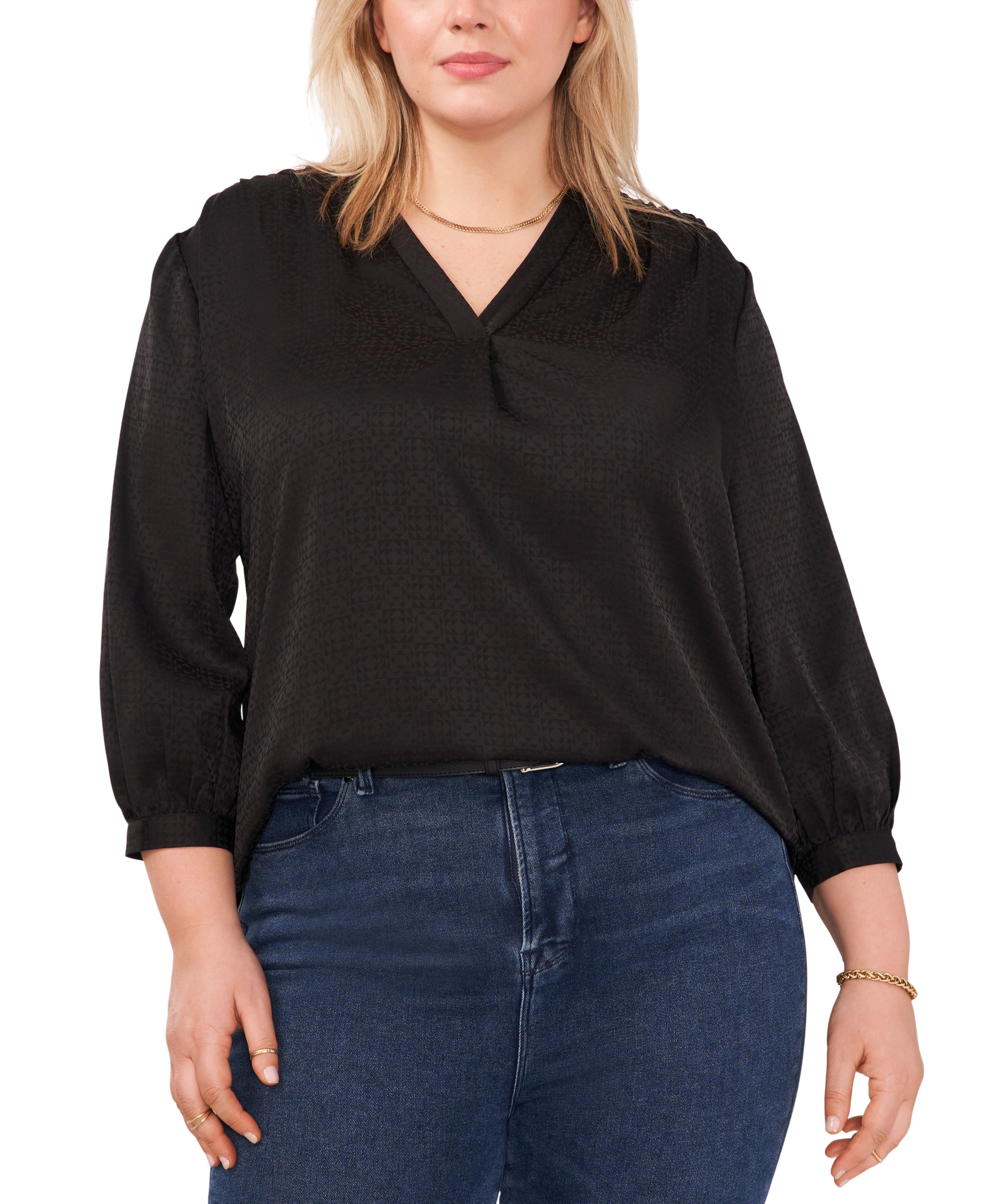 Plus Size Jacquard Patterned Blouse