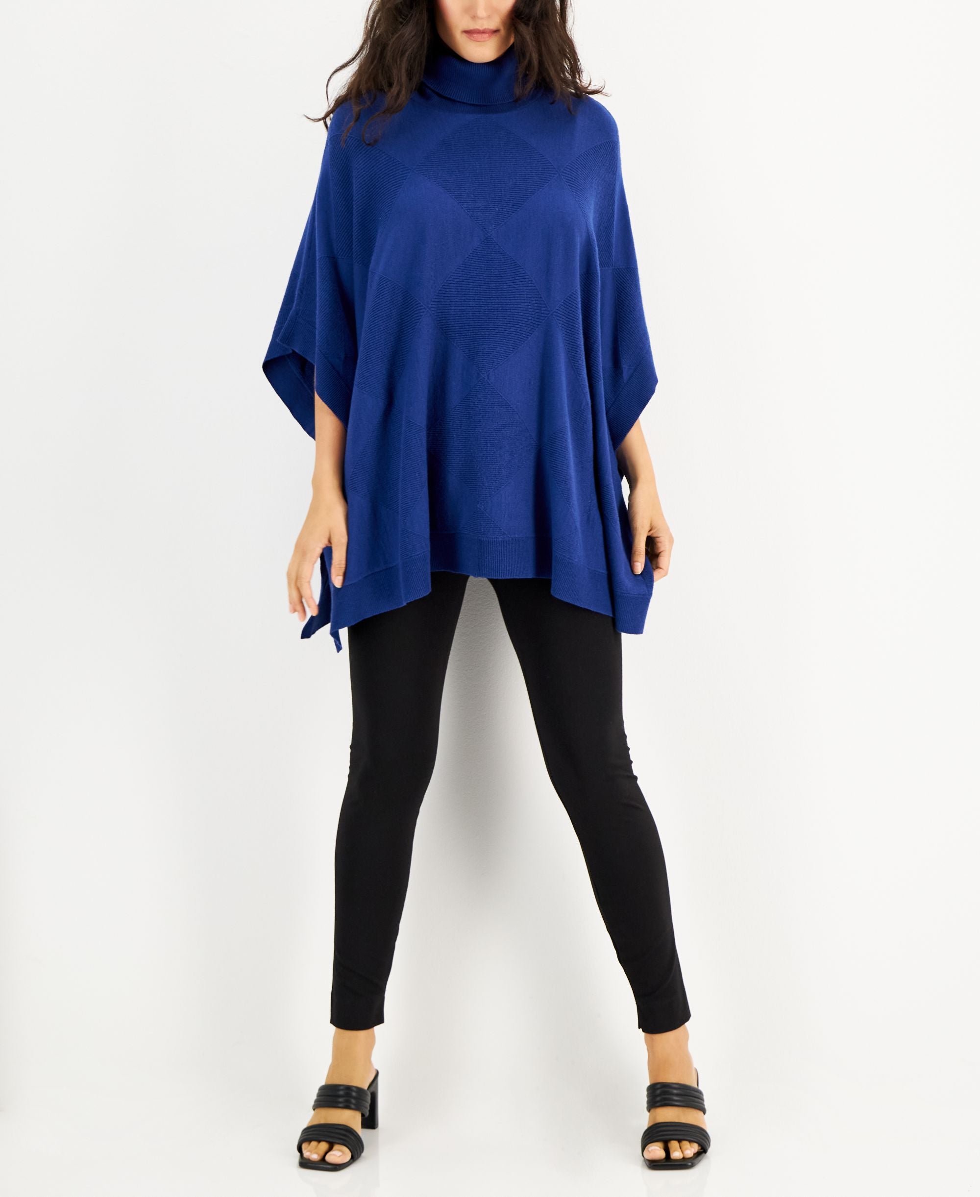 Alfani Womens Turtleneck Poncho Sweater