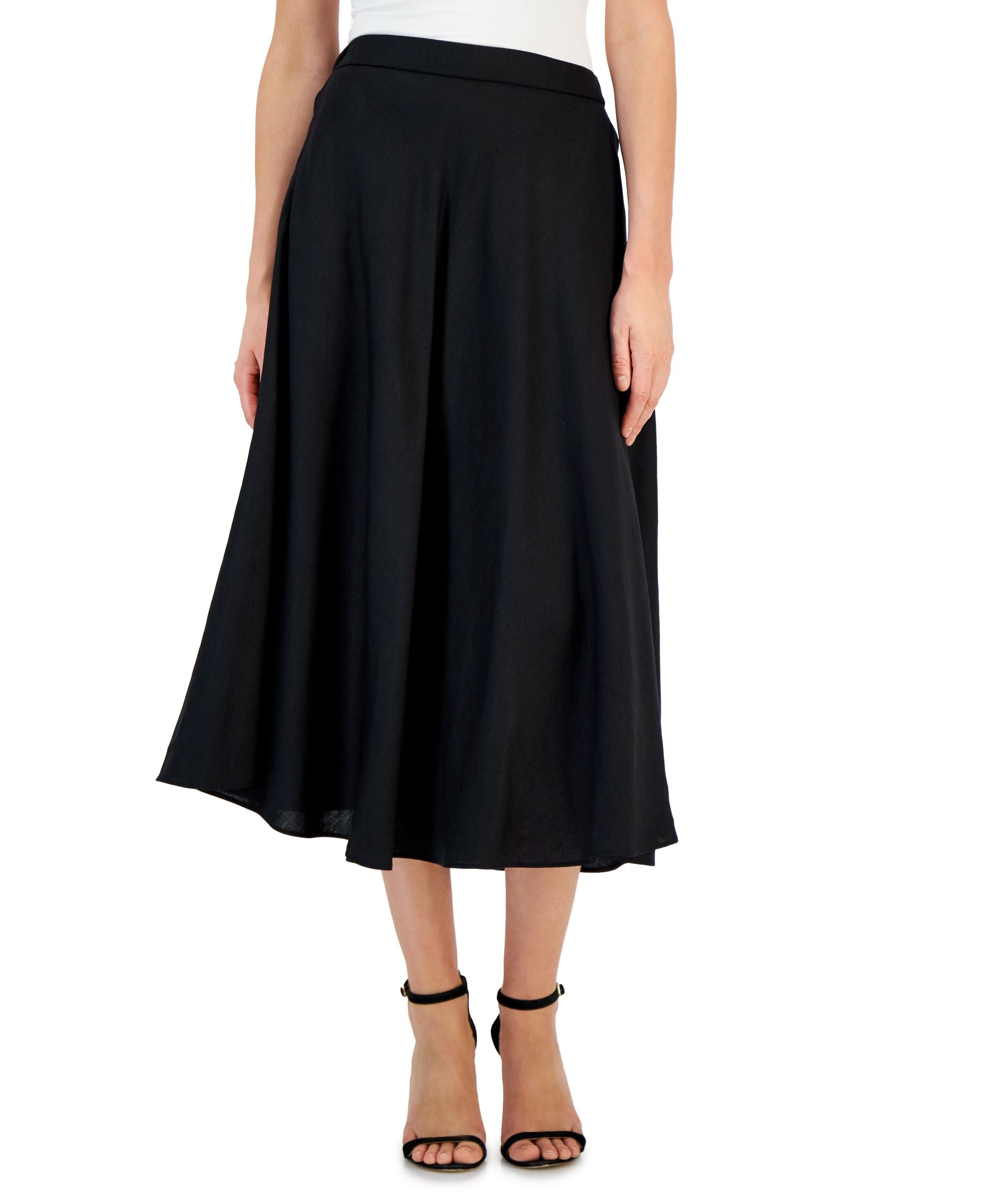Women's Linen Blend Pocket Midi Skirt
