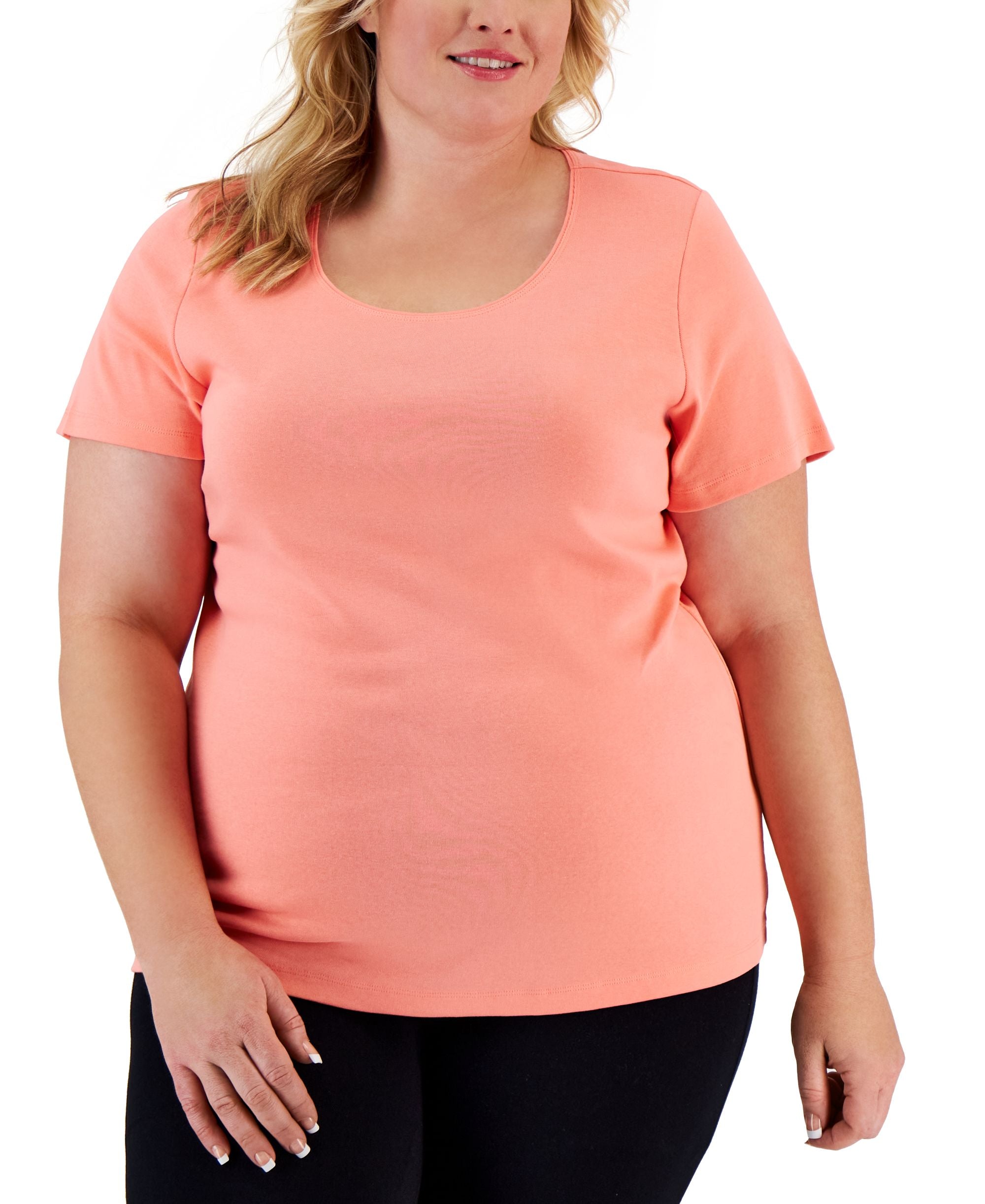 Plus Size Short Sleeve Scoop-Neck Top