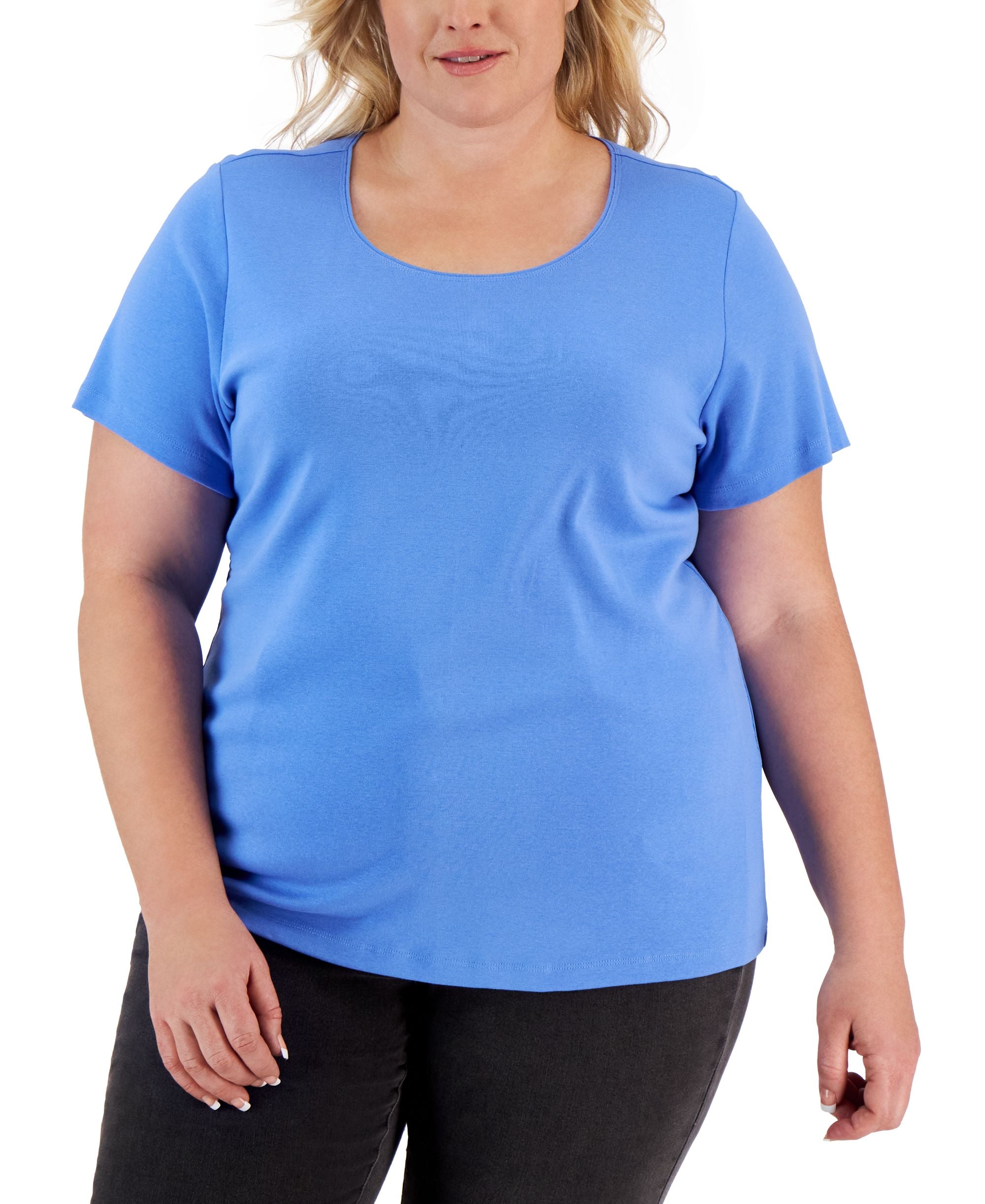 Plus Size Short Sleeve Scoop-Neck Top