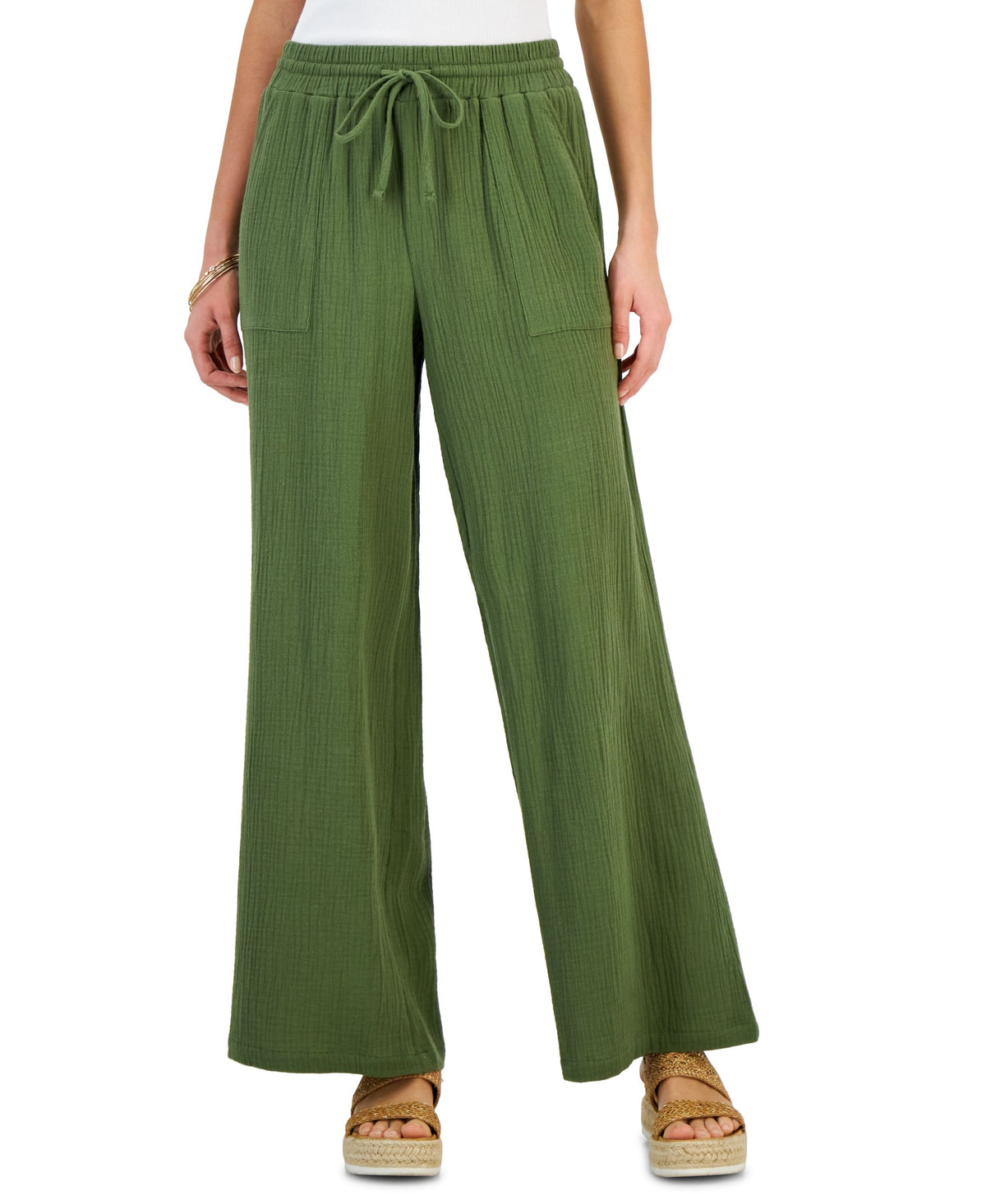 Women's Cotton Gauze Wide-Leg Pants