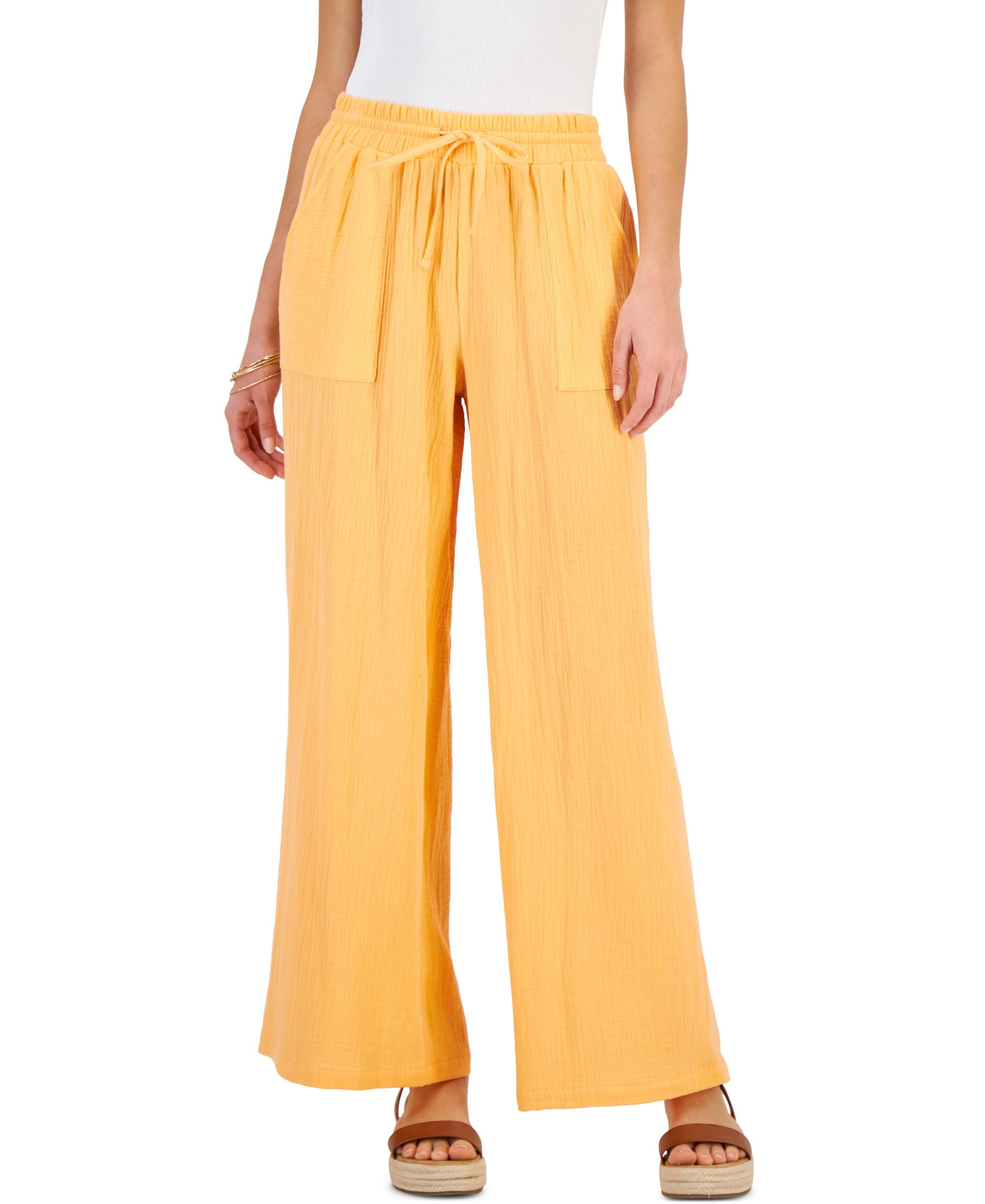 Women's Pull-On Crinkled Wide-Leg Pants