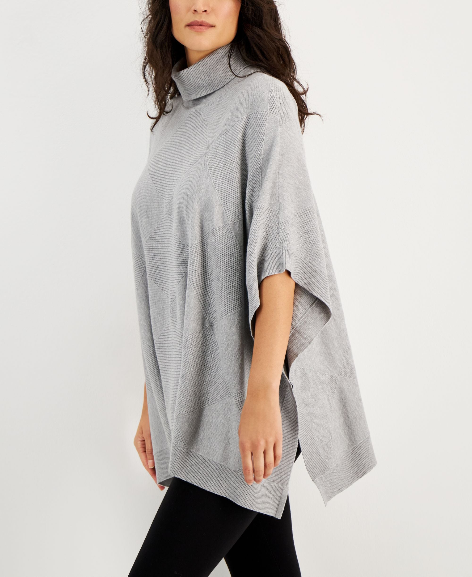 Alfani Womens Turtleneck Poncho Sweater