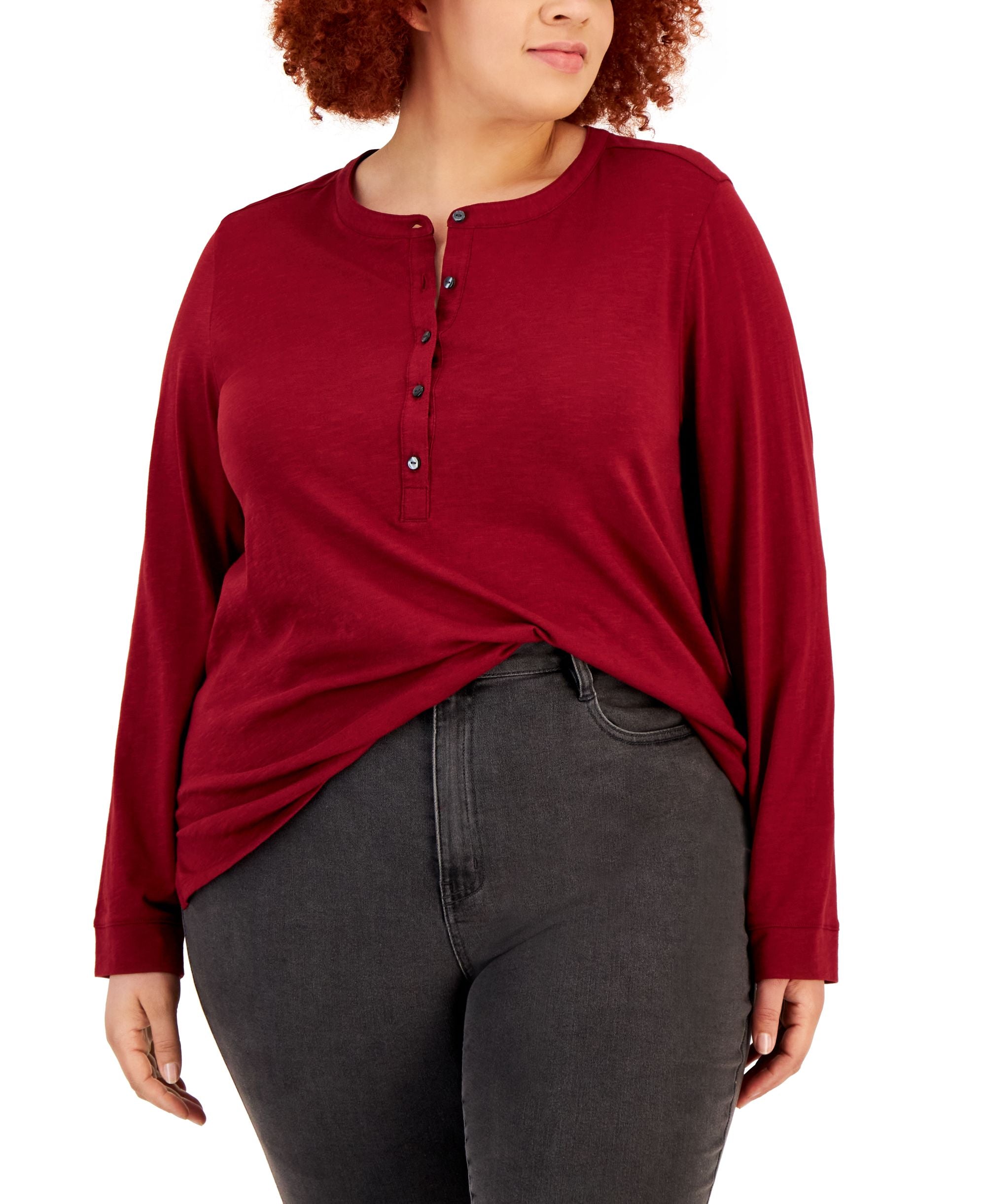 Style & Co Plus Size Henley Top