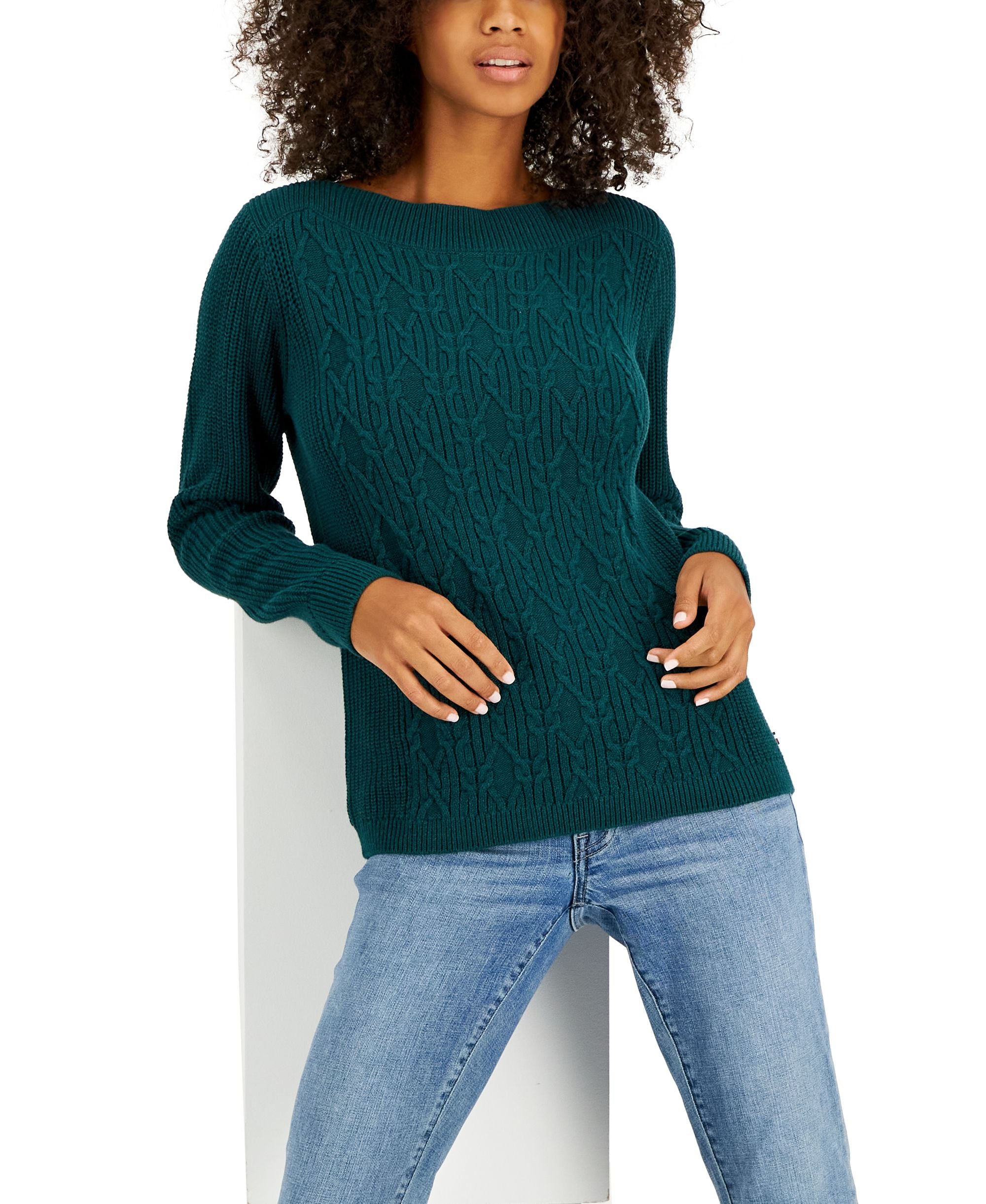 Women's Boat-Neck Cable Knit Cate Sweater
