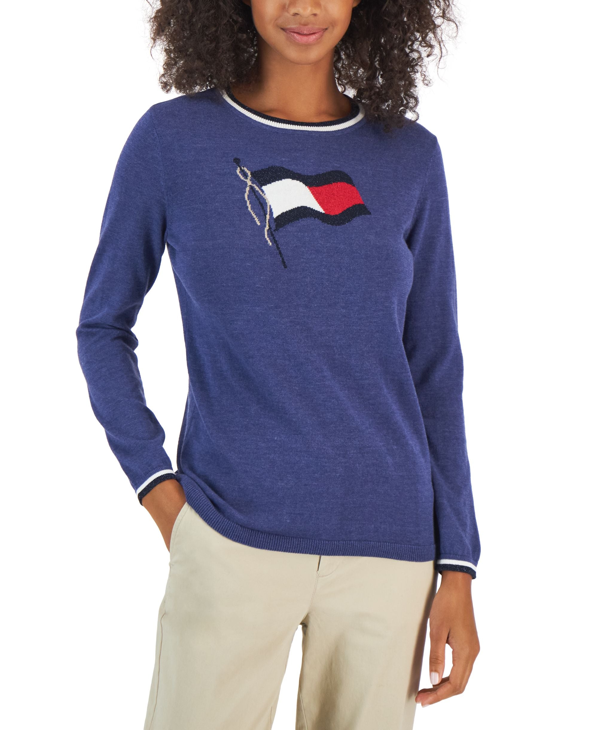 Women's Lucy Flag Lurex Cotton Sweater