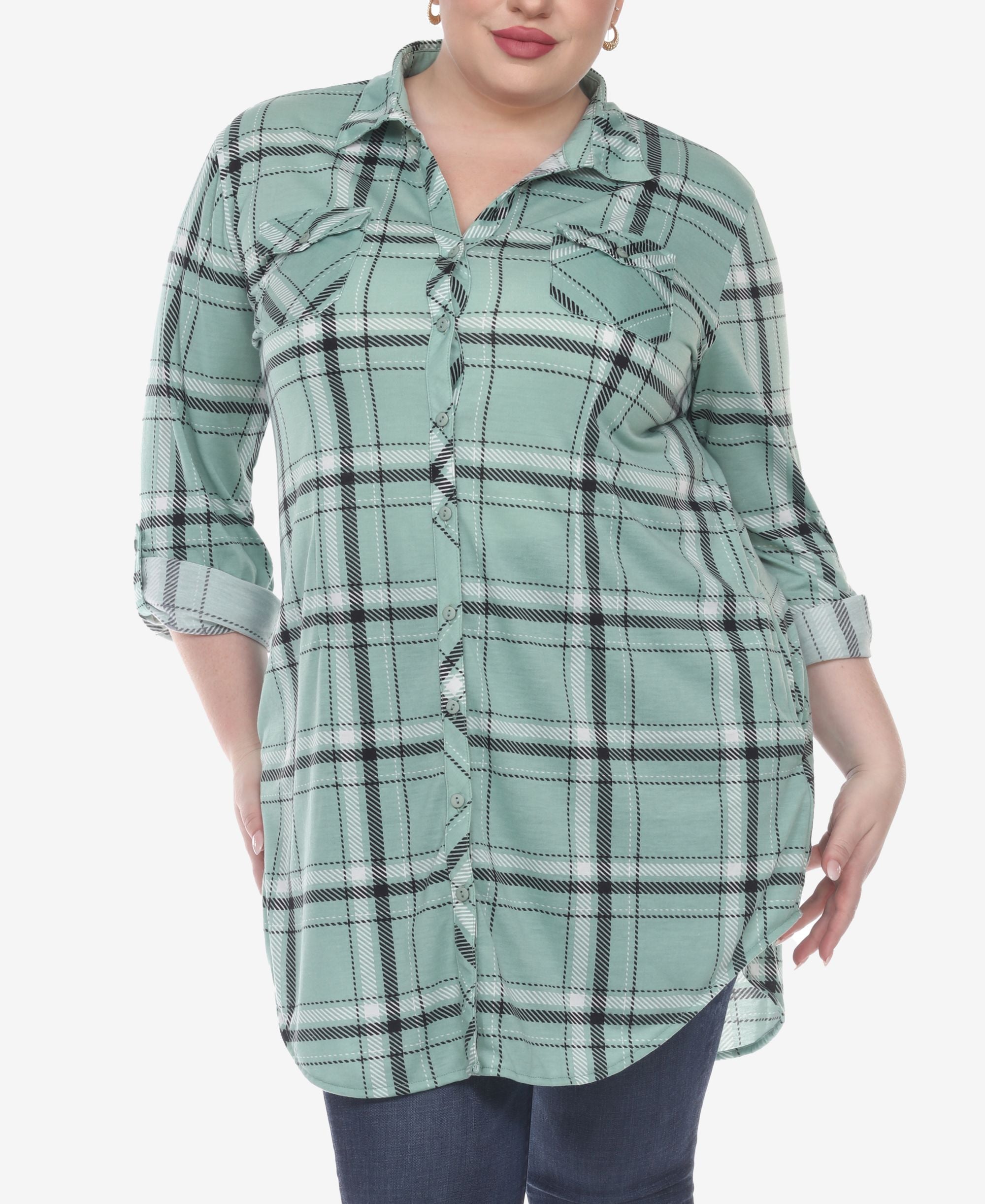 Plus Size Plaid Tunic Top