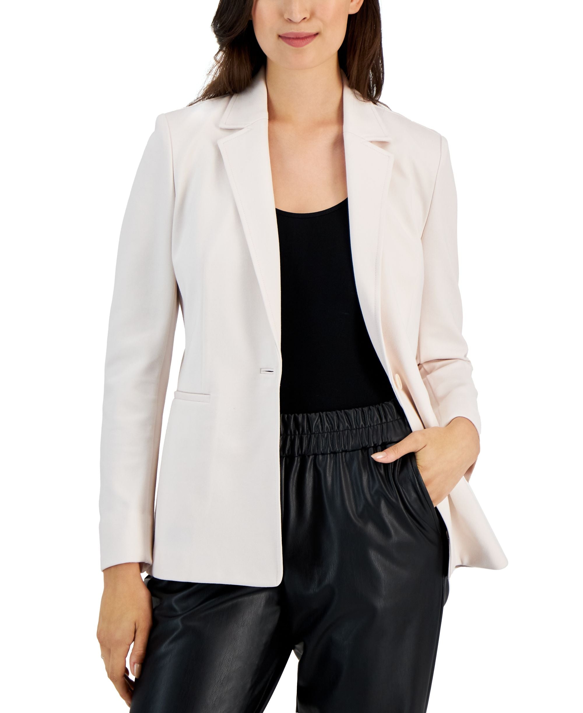 Petite Notched Collar One-Button Blazer