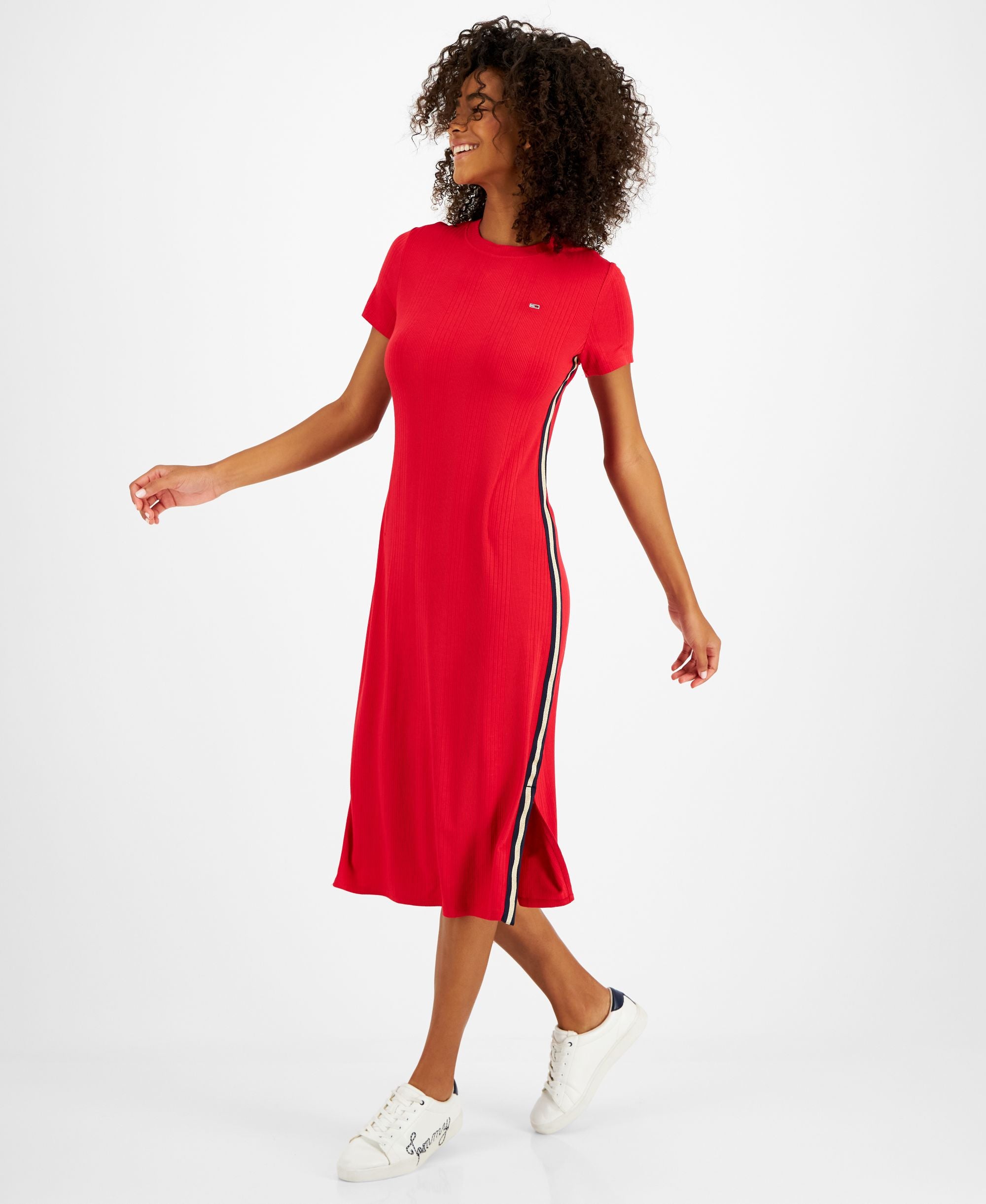 Women's Metallic-Stripe Midi Dress