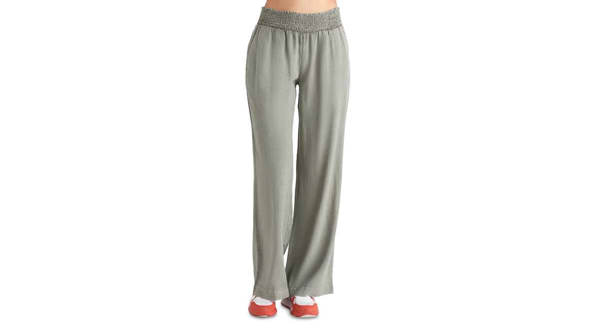 Black Tape Womens Smocked-Waist Pants