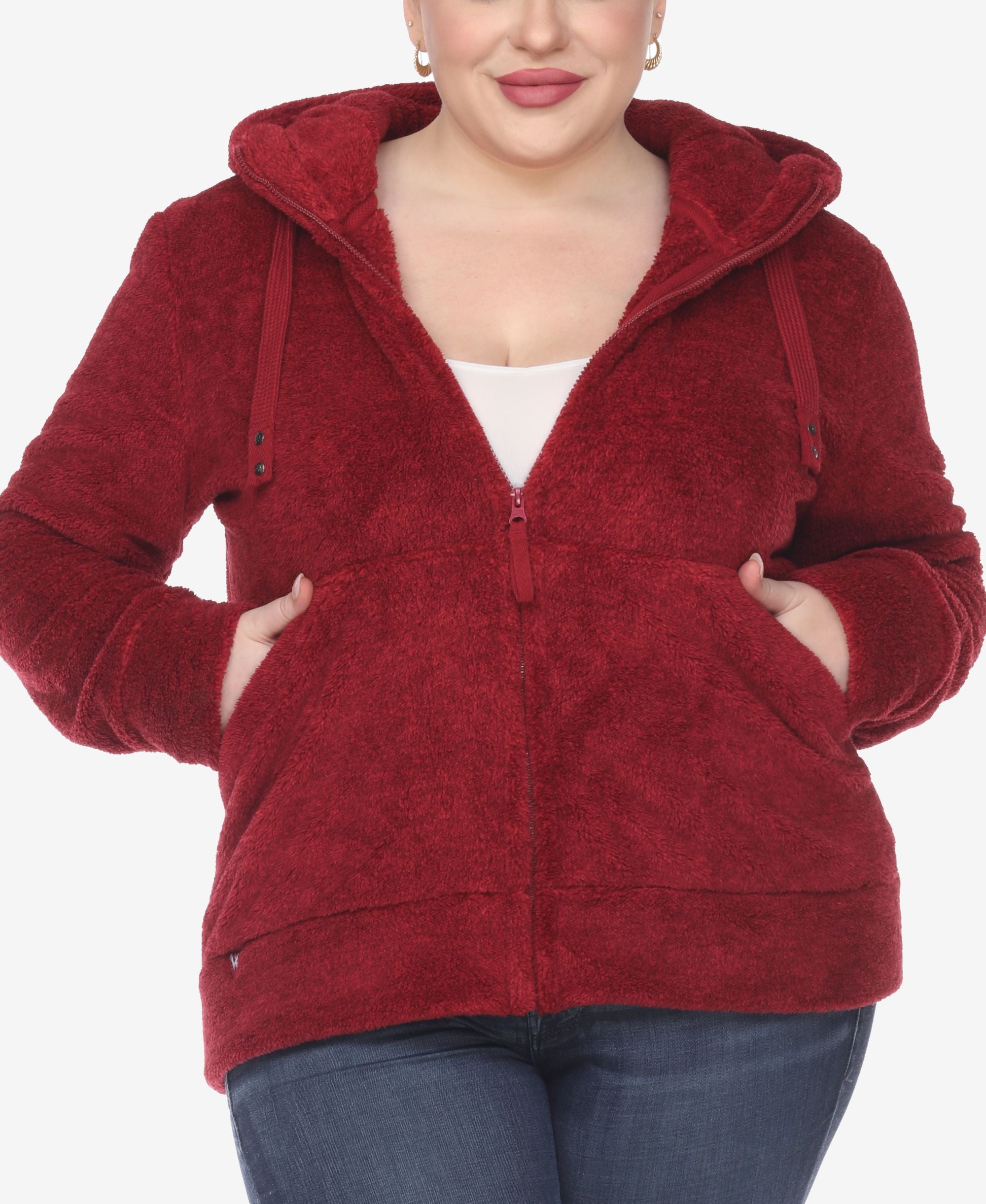Plus Size Hooded Sherpa Jacket