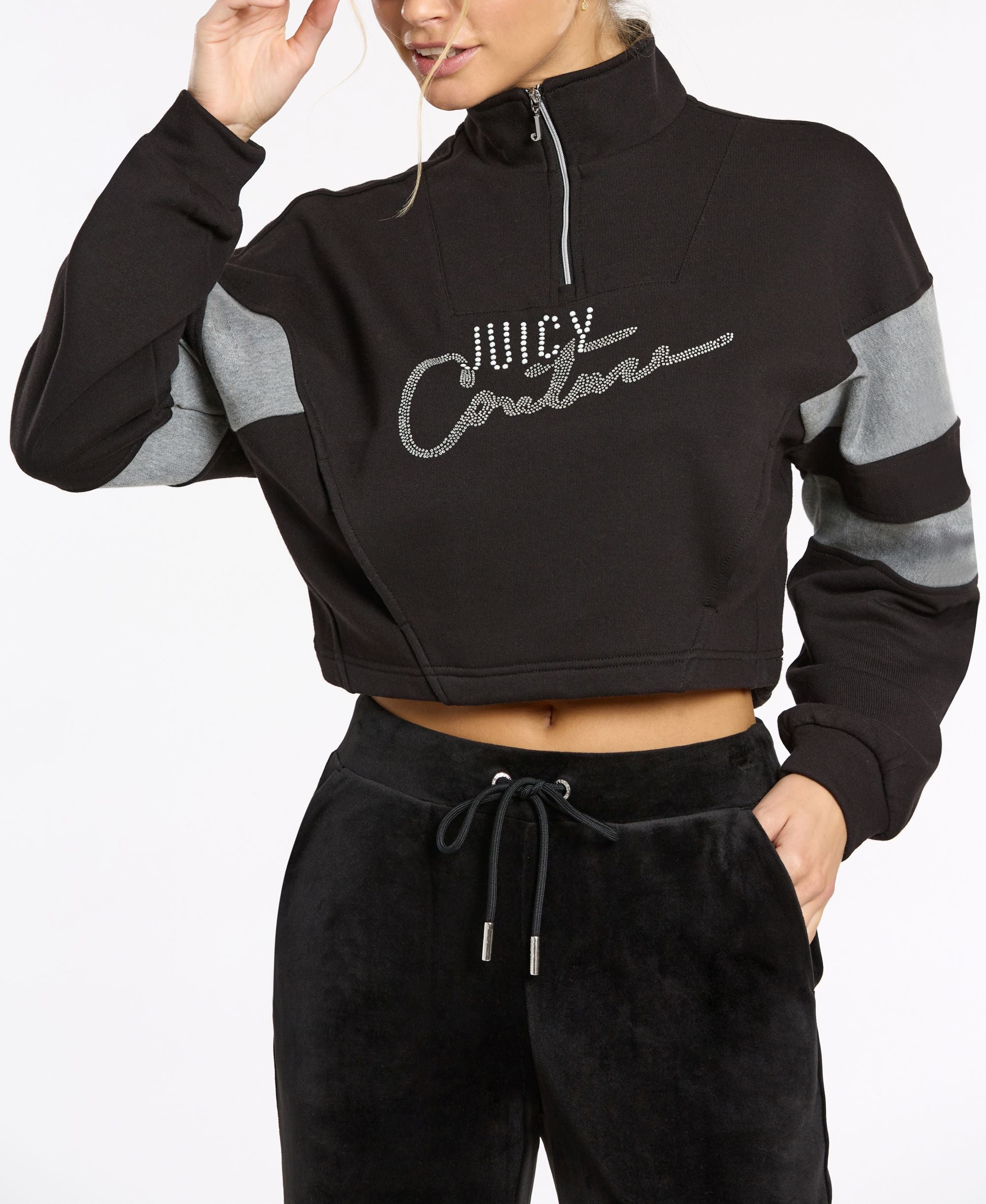 Juicy Couture Womens Cotton Colorblocked Fleece Top