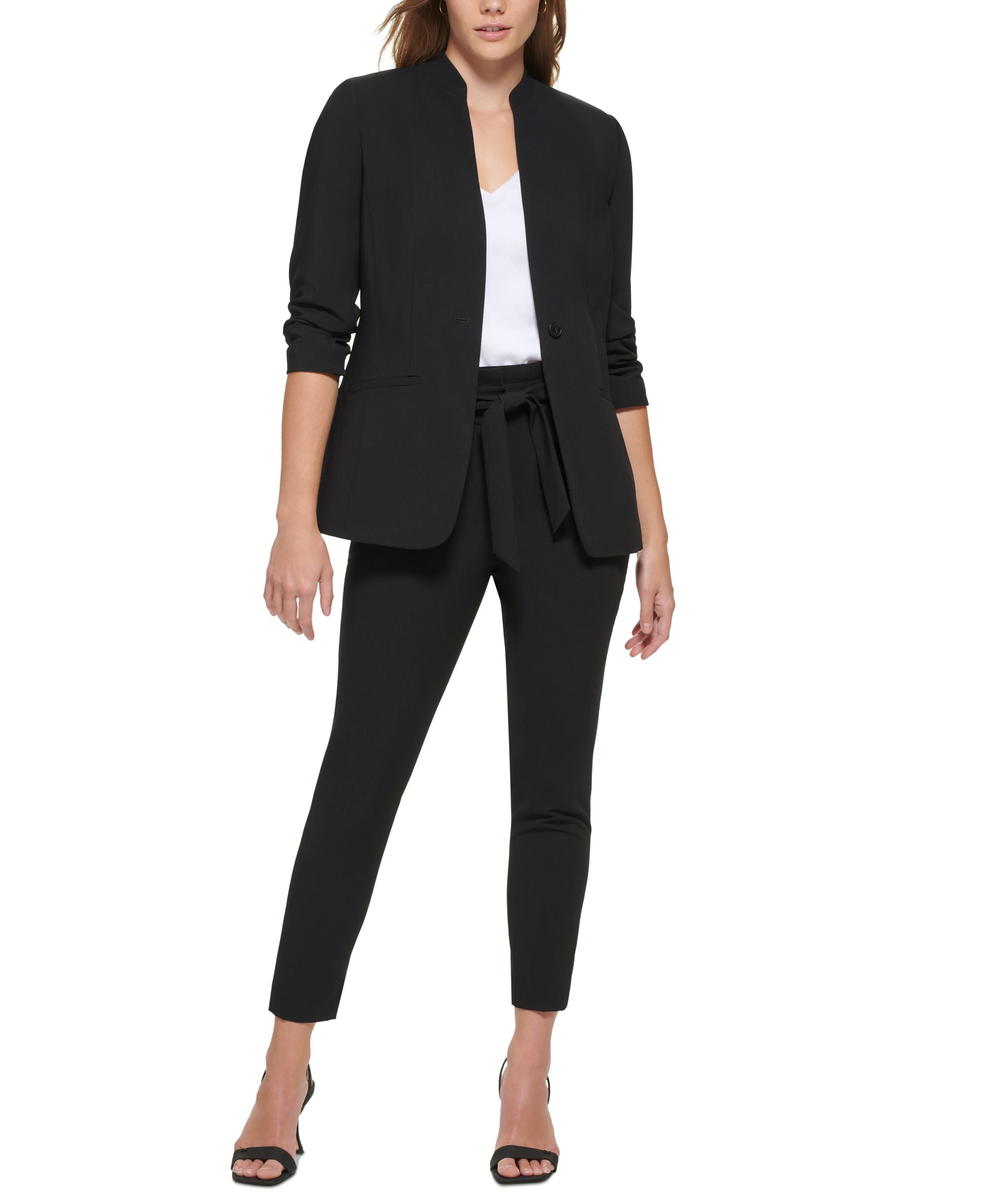 Calvin Klein Petite Long Sleeve One Button Blazer