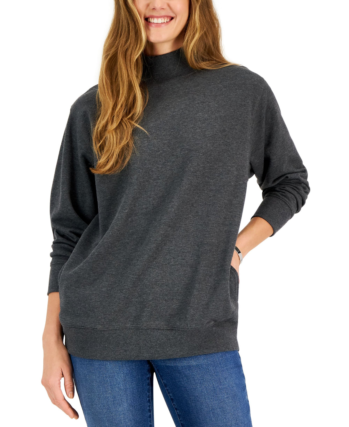 Petite Mock-Neck Sweatshirt