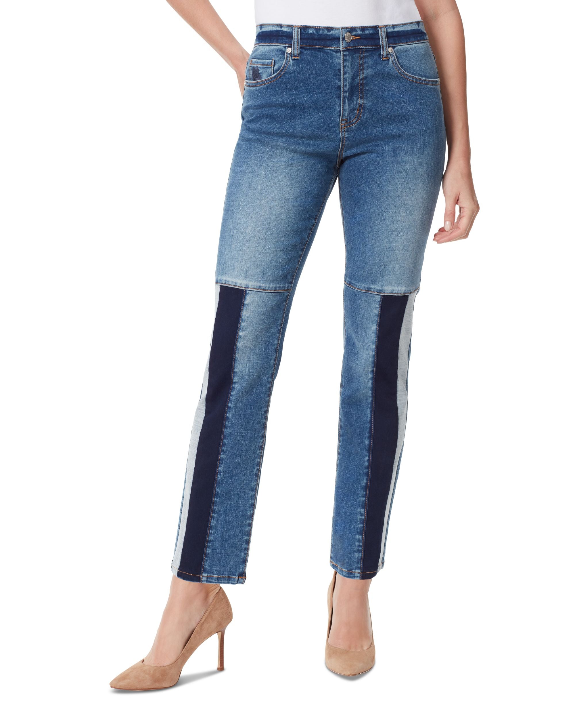 Women's Gloria Vanderbilt x Christian Siriano Miles Patched Straight-Leg Jeans