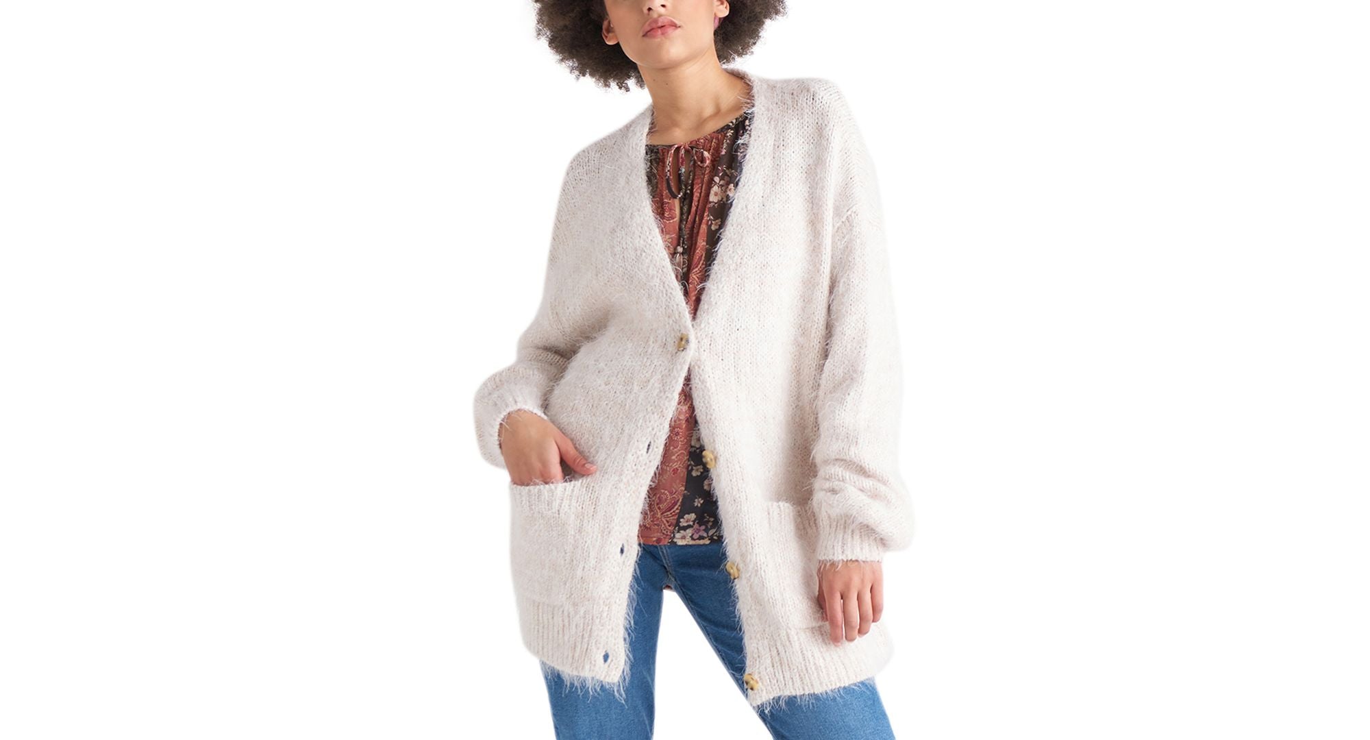 Petite Oversized Eyelash Cardigan