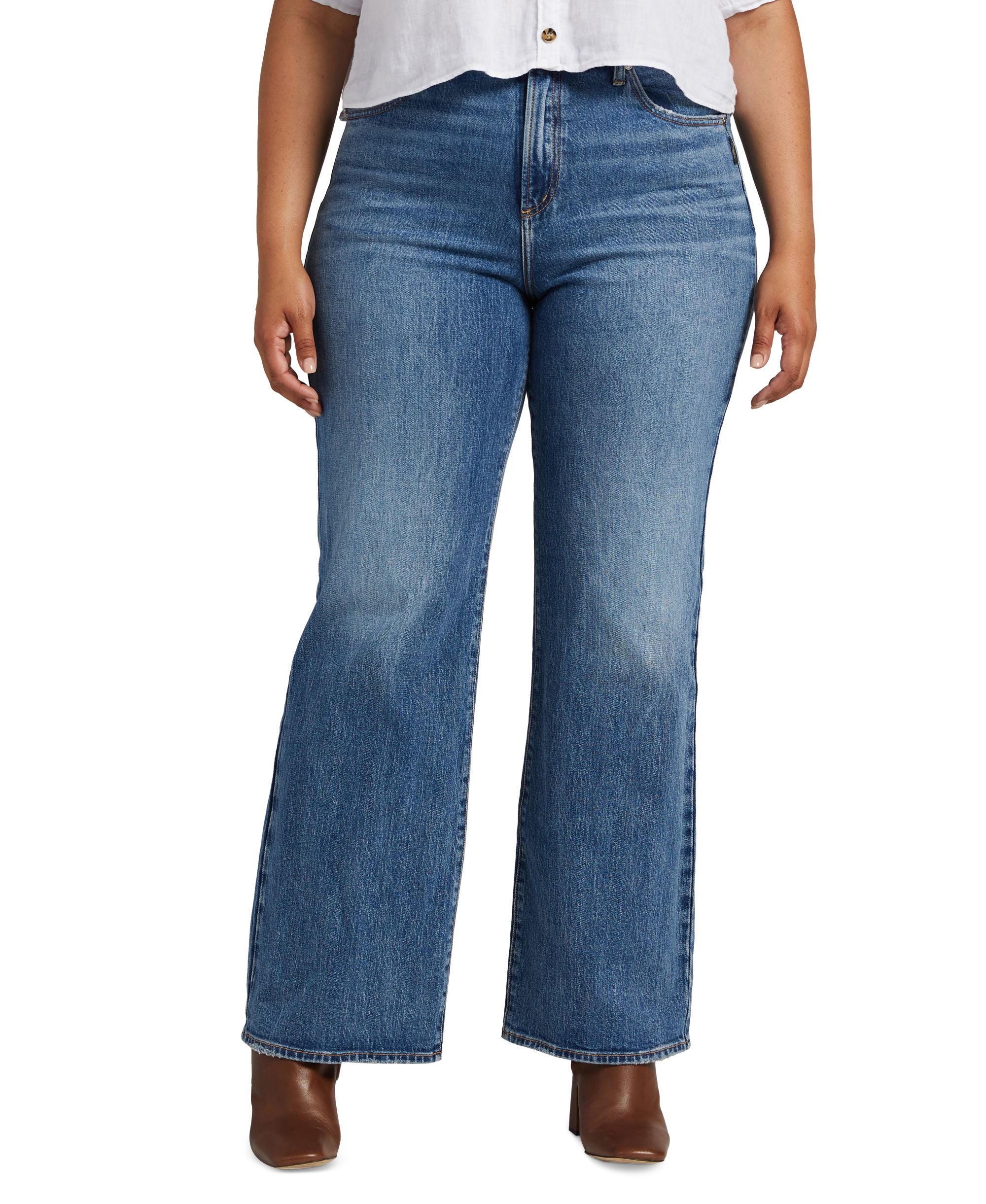 Plus Size Highly Desirable High-Rise Wide-Leg Jeans