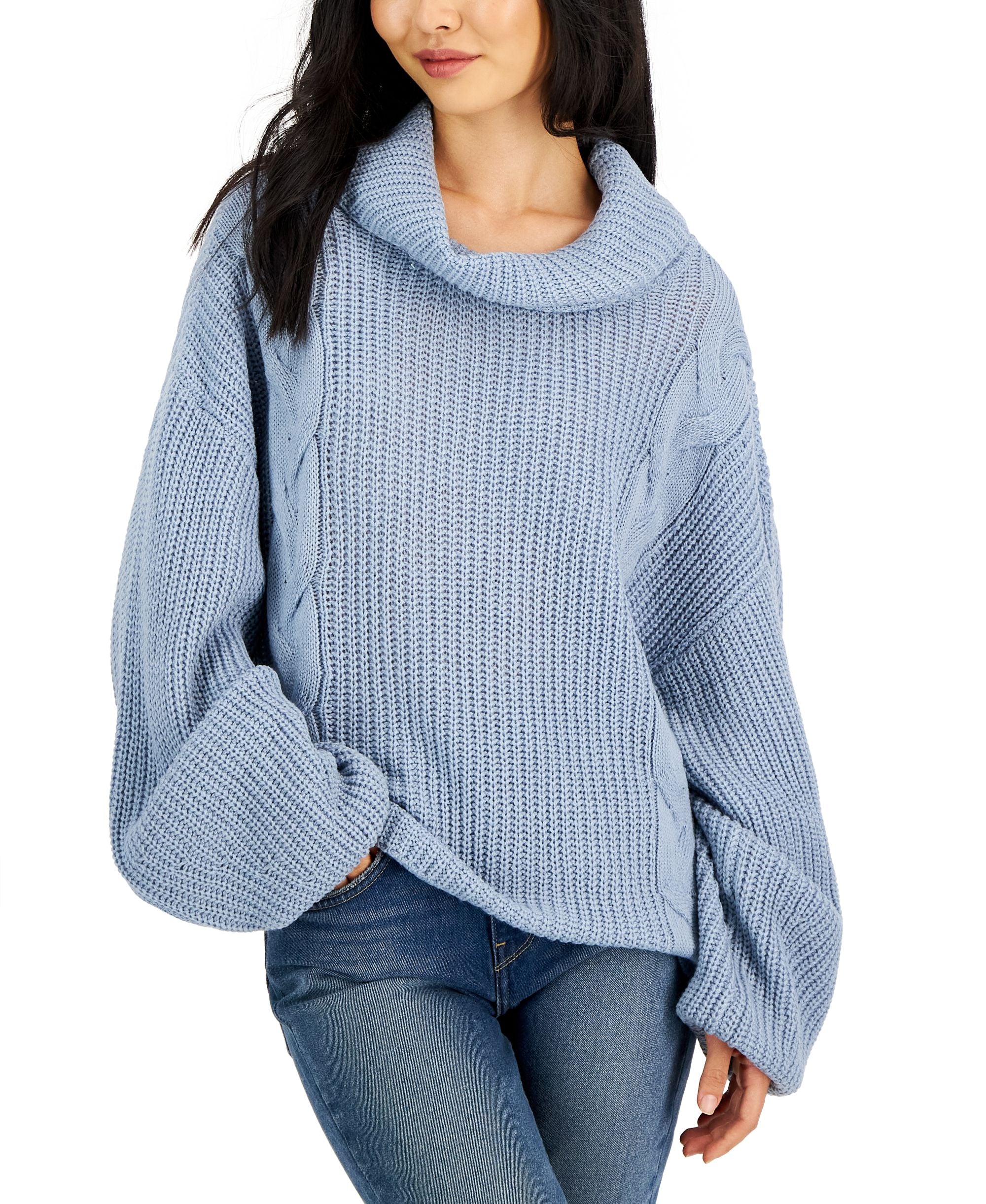 Petite Cowlneck Cable-Knit Sweater