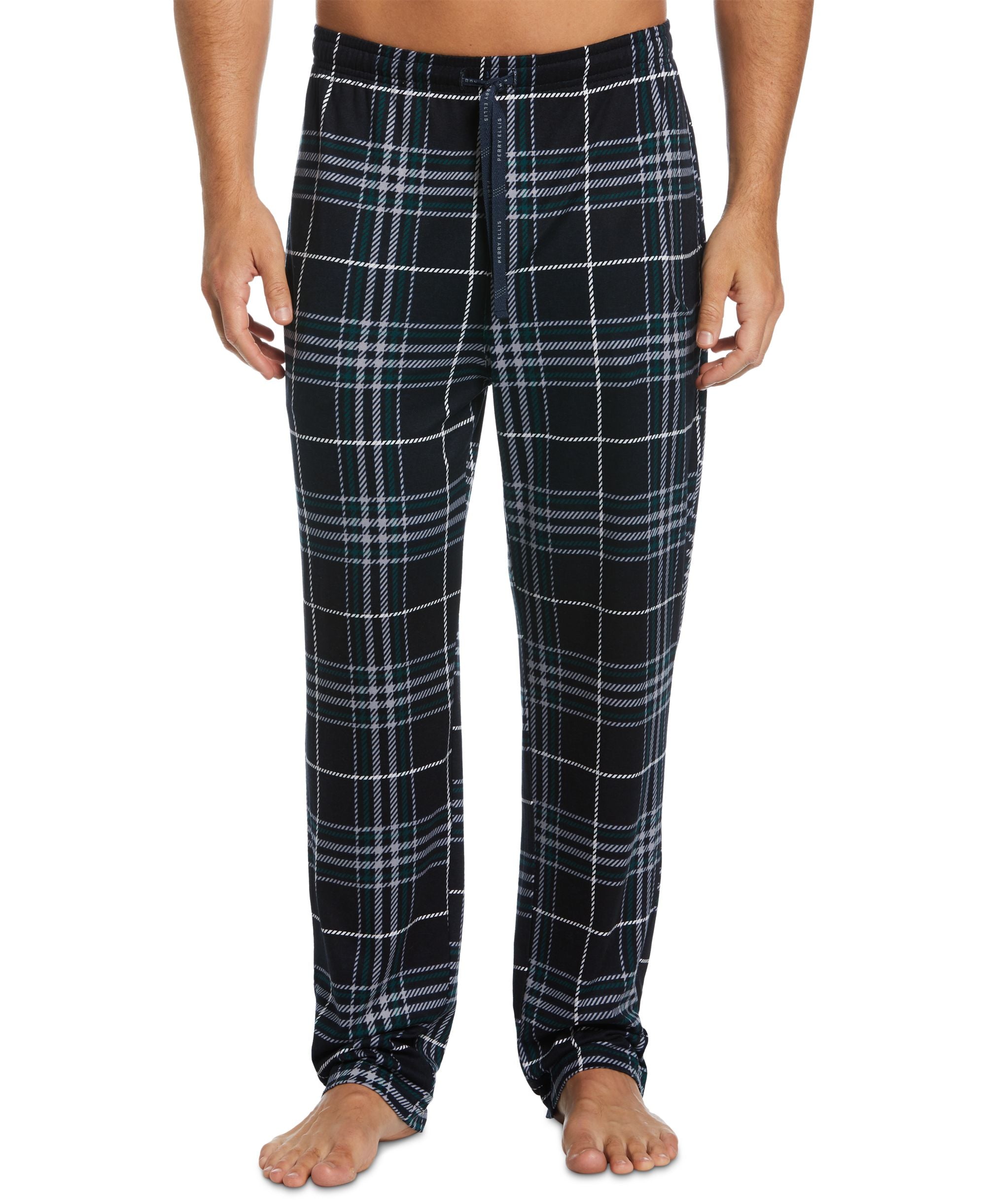 Perry Ellis Portfolio Men's Plaid Knit Pajama Pants