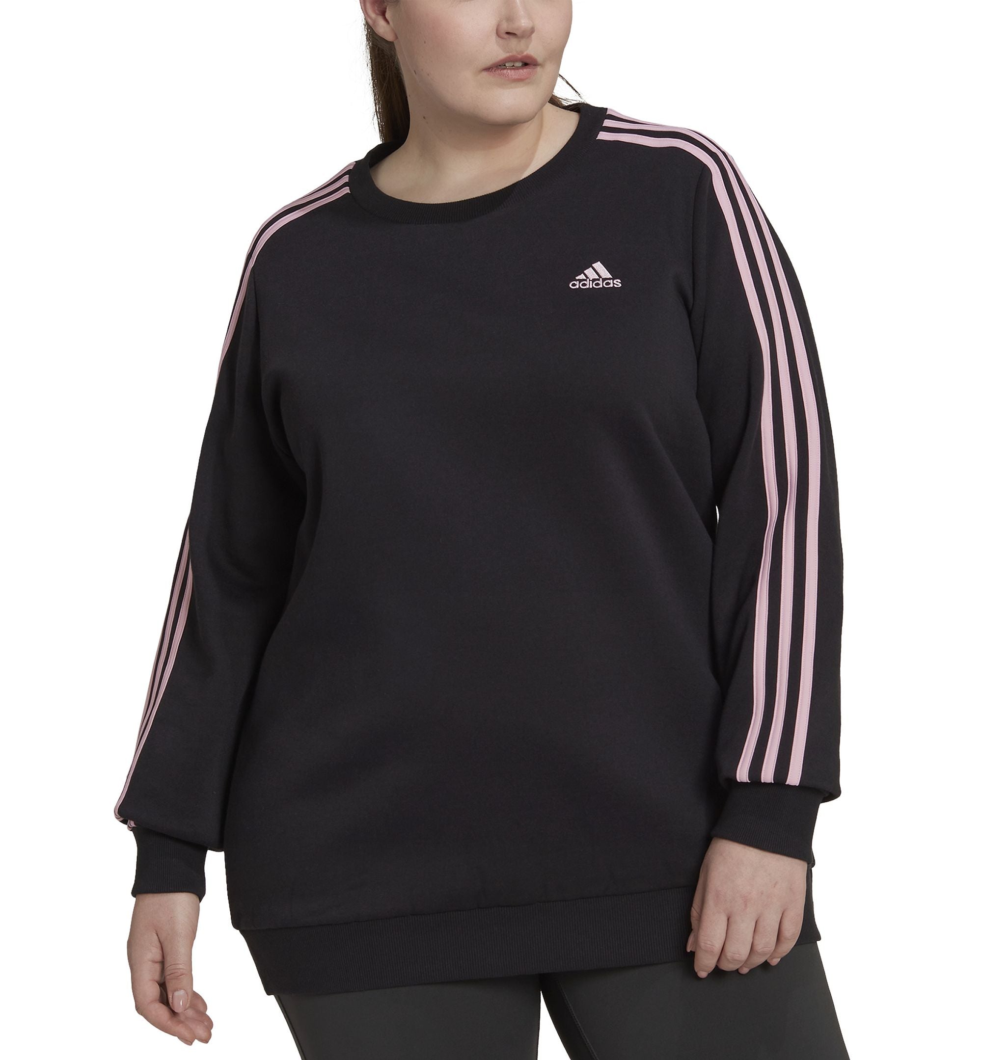 Adidas Plus Size Essentials 3 Stripes Fleece Sweatshirt