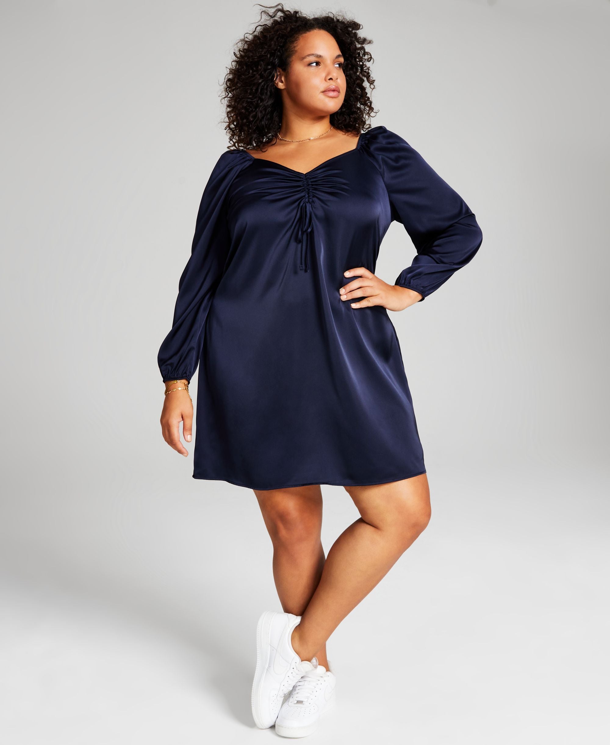 Trendy Plus Size Babydoll Satin Dress