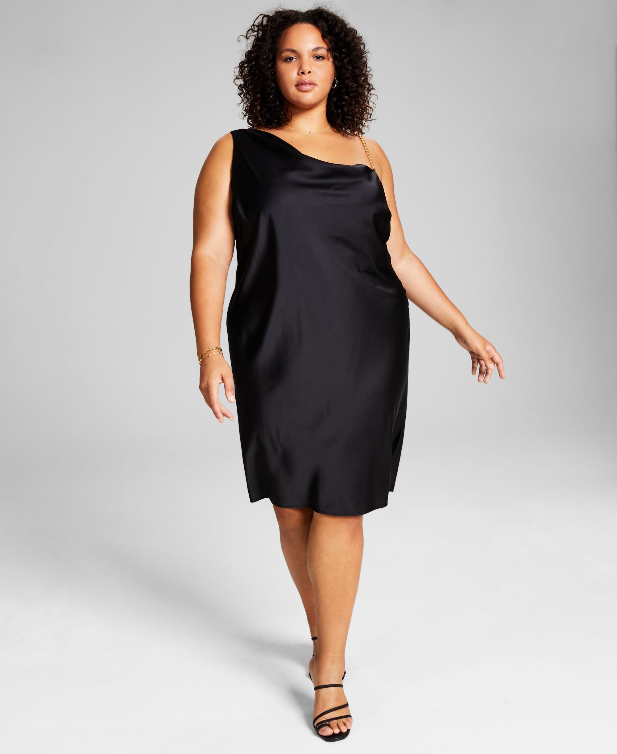 Trendy Plus Size Satin Chain-Strap Slip Dress