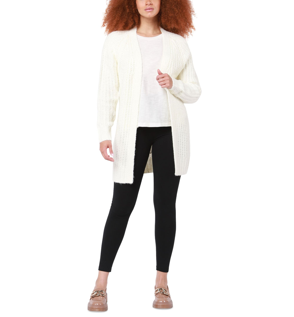 Black Tape Womens Long Sleeve Chunky Melange Knit Sweater Cardigan