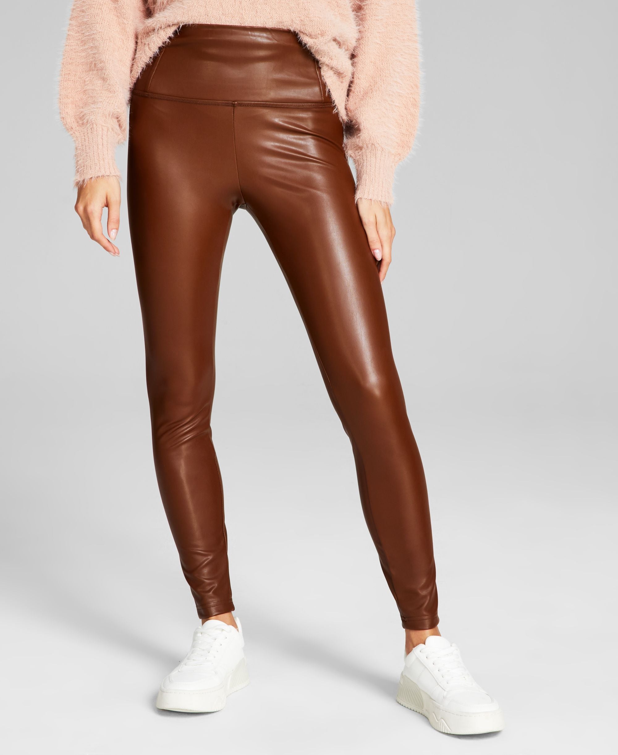 Women's Faux Leather High Rise Pull-On Leggings