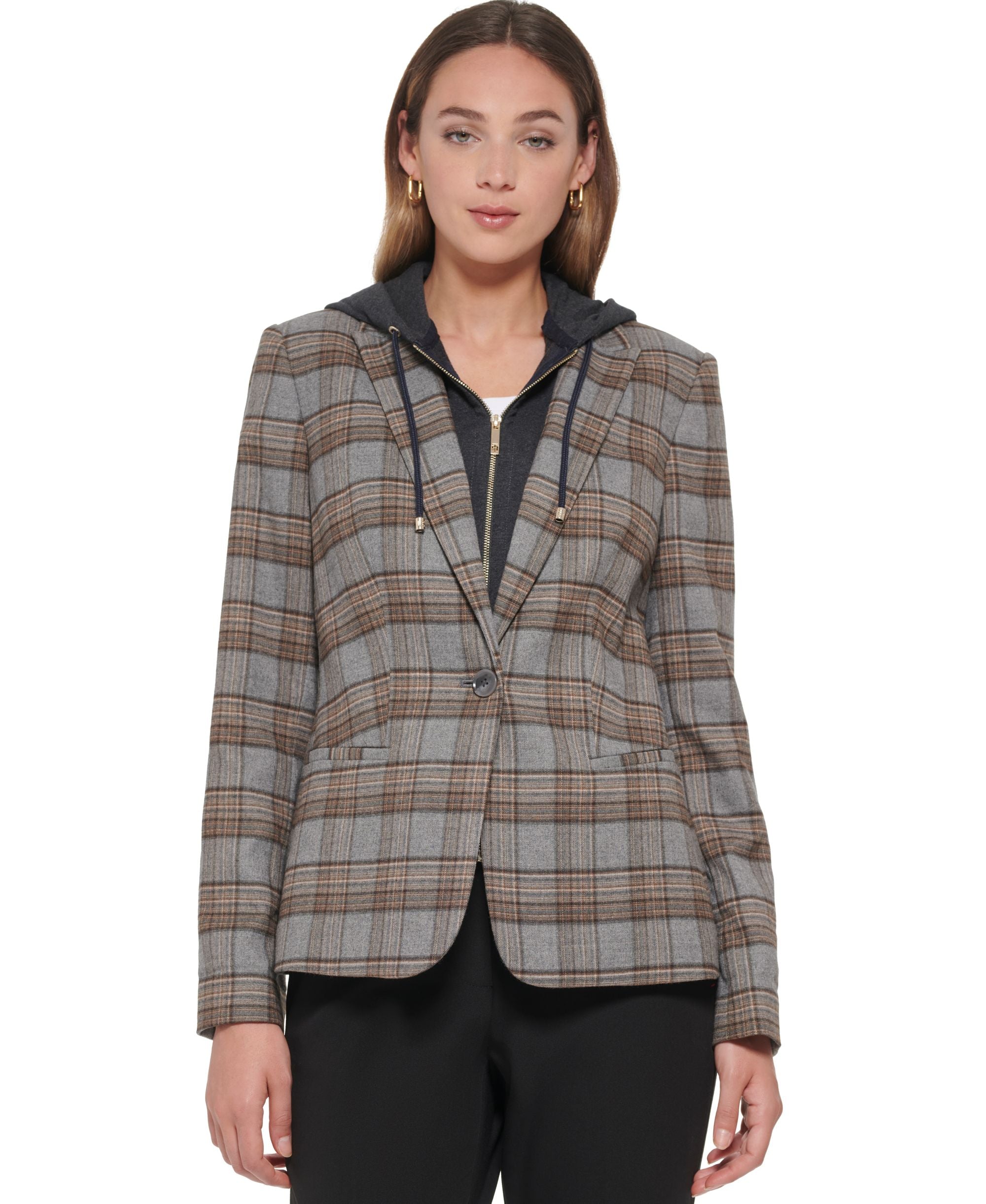 Women's Zippered Hoodie Blazer