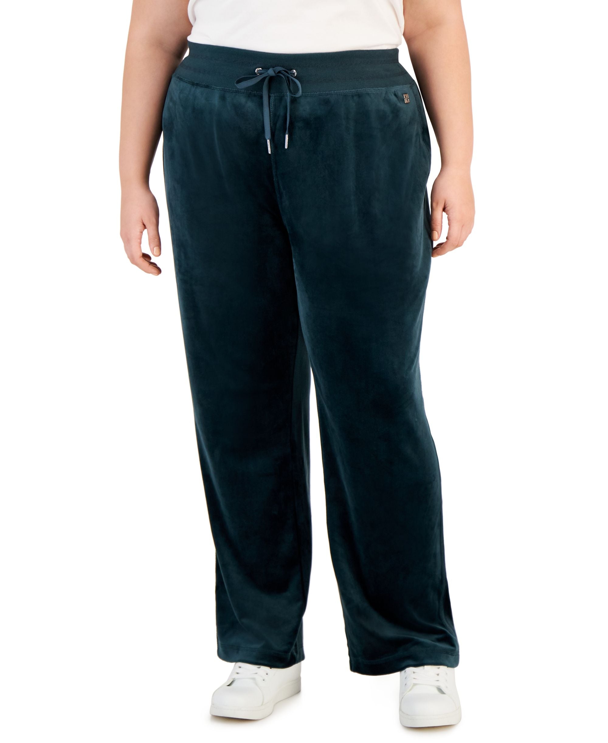 Calvin Klein Plus Size Pull On Wide Leg Velour Pants
