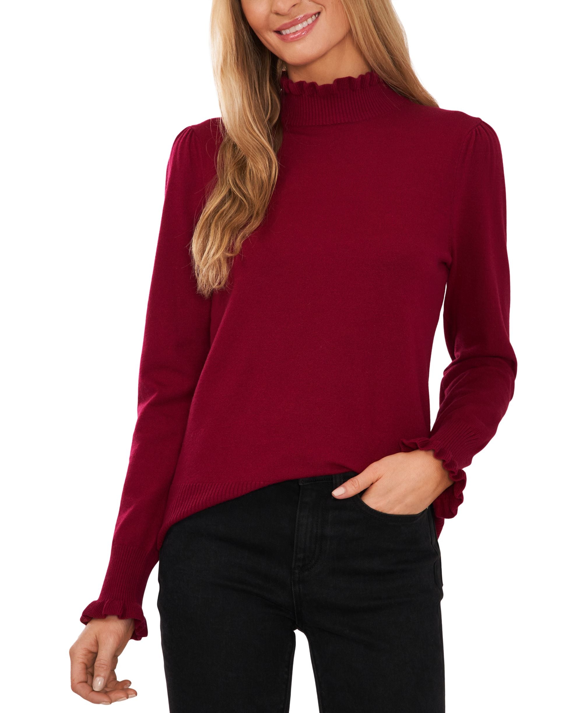 Women's Mock Neck Long Sleeve Sweater