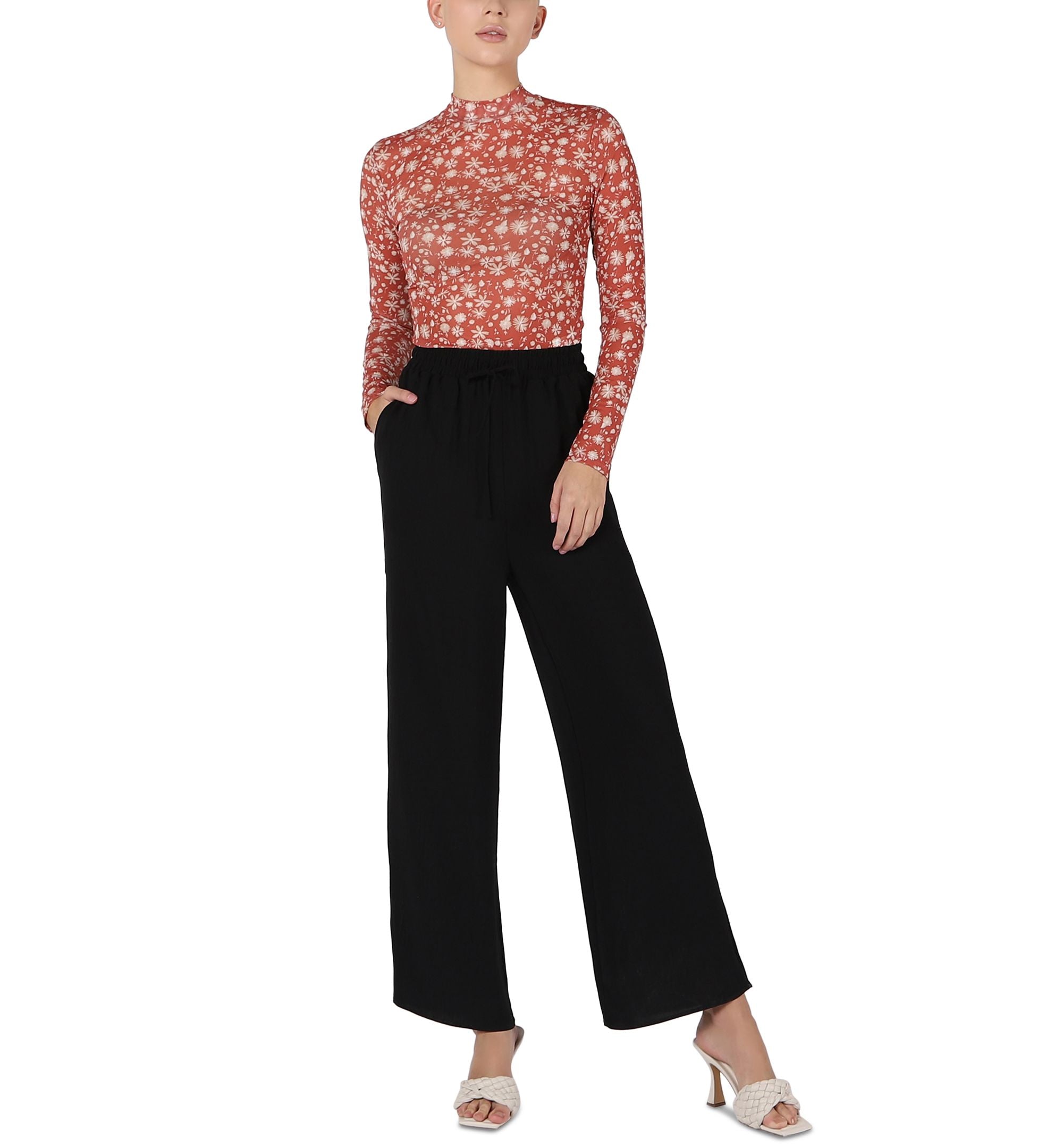 Black Tape Womens Mesh Turtleneck