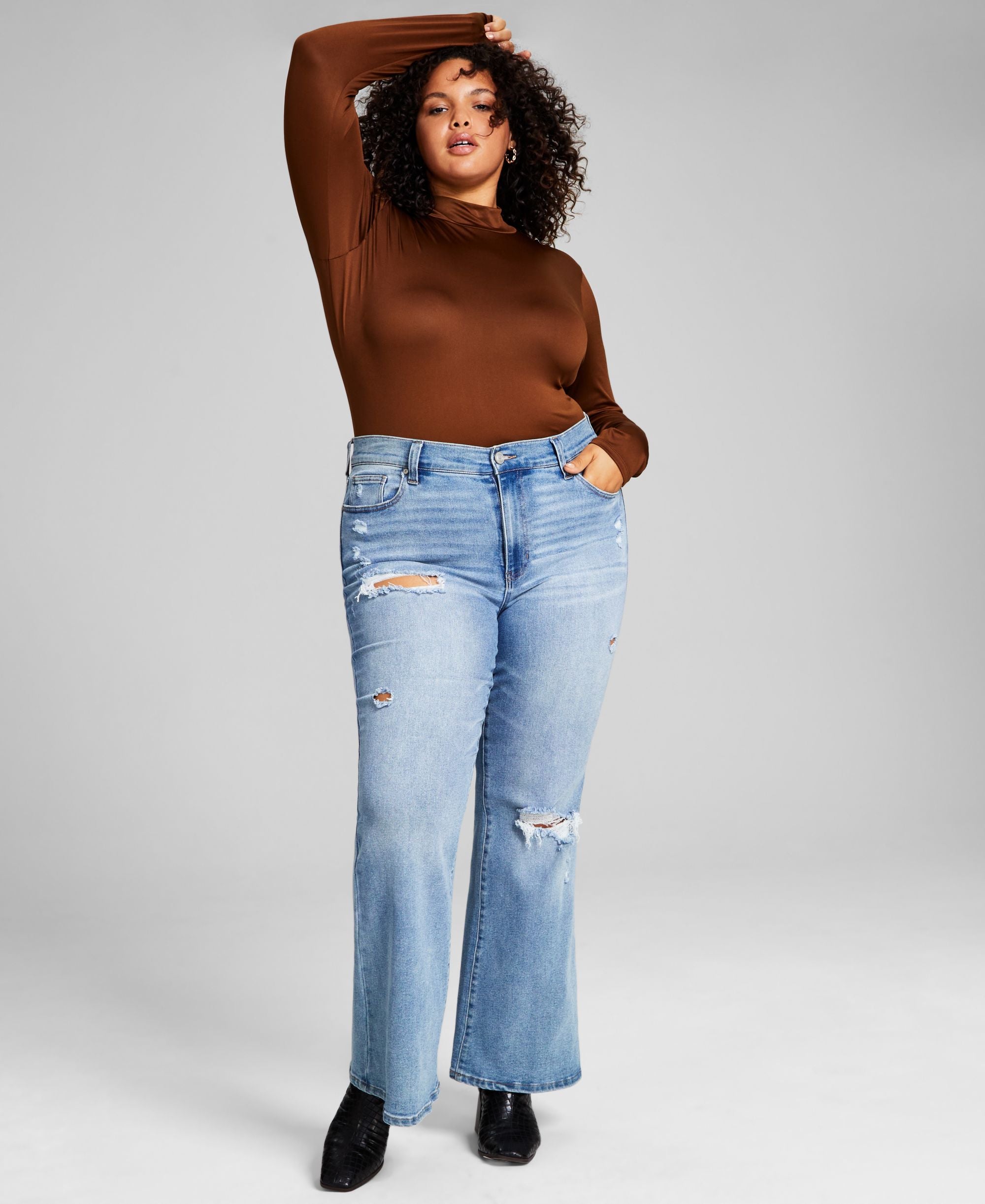 Trendy Plus Size Mock-Neck Bodysuit