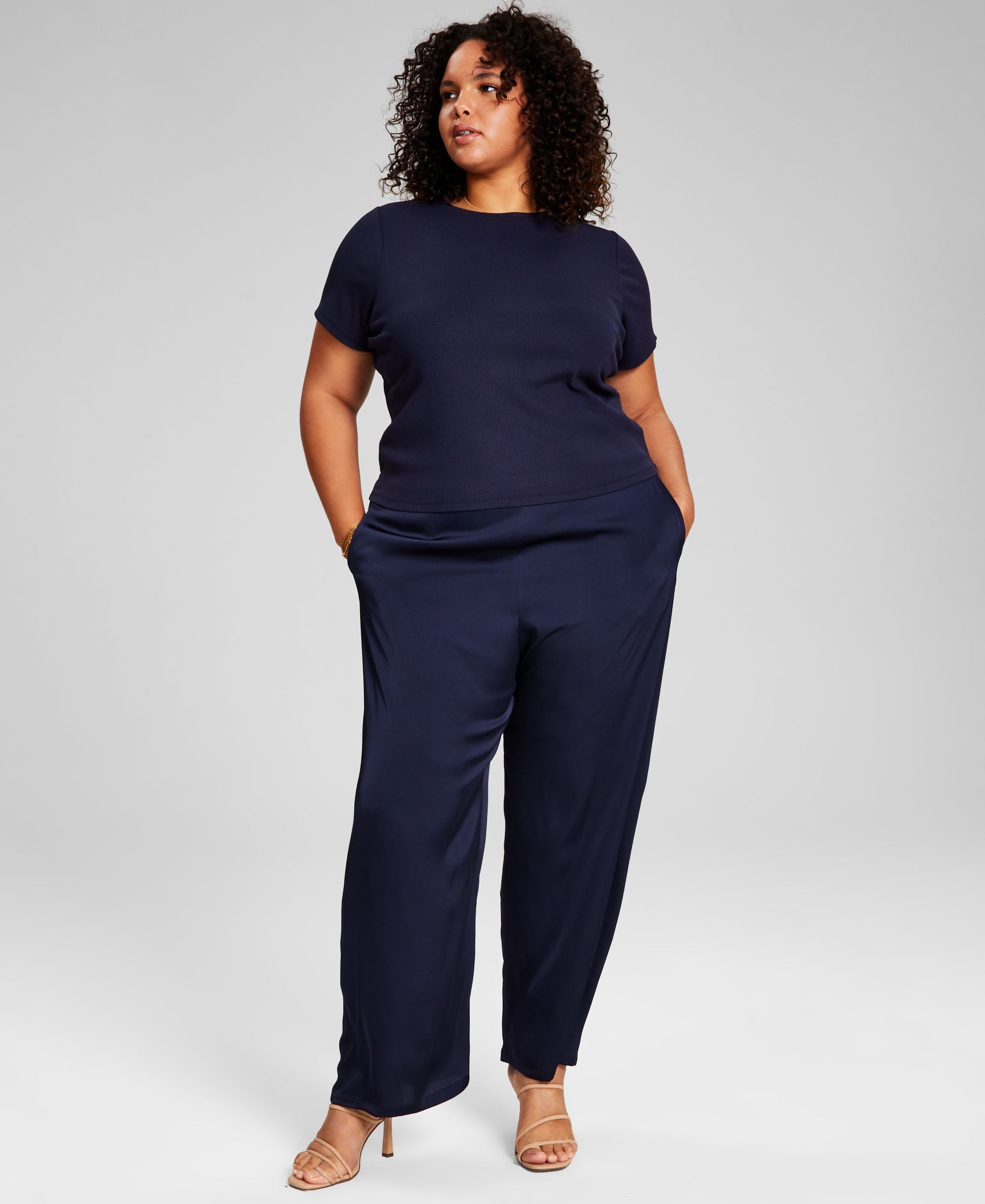 Trendy Plus Size Ribbed T-Shirt