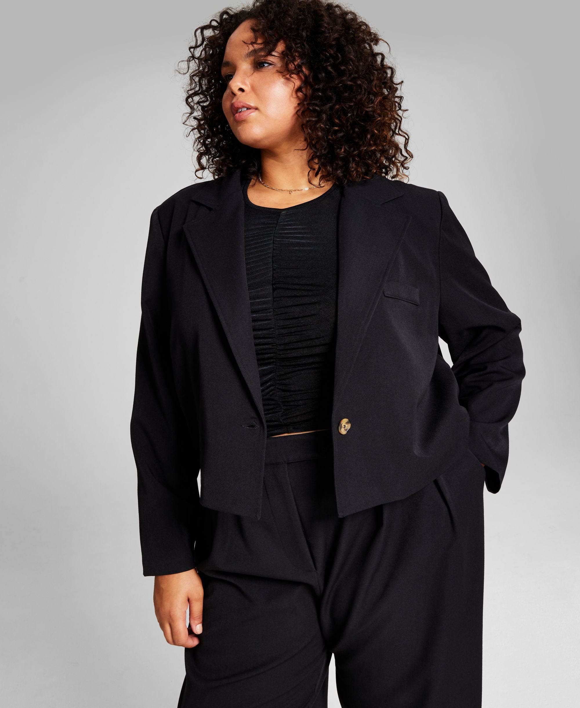 Trendy Plus Size Cropped Blazer