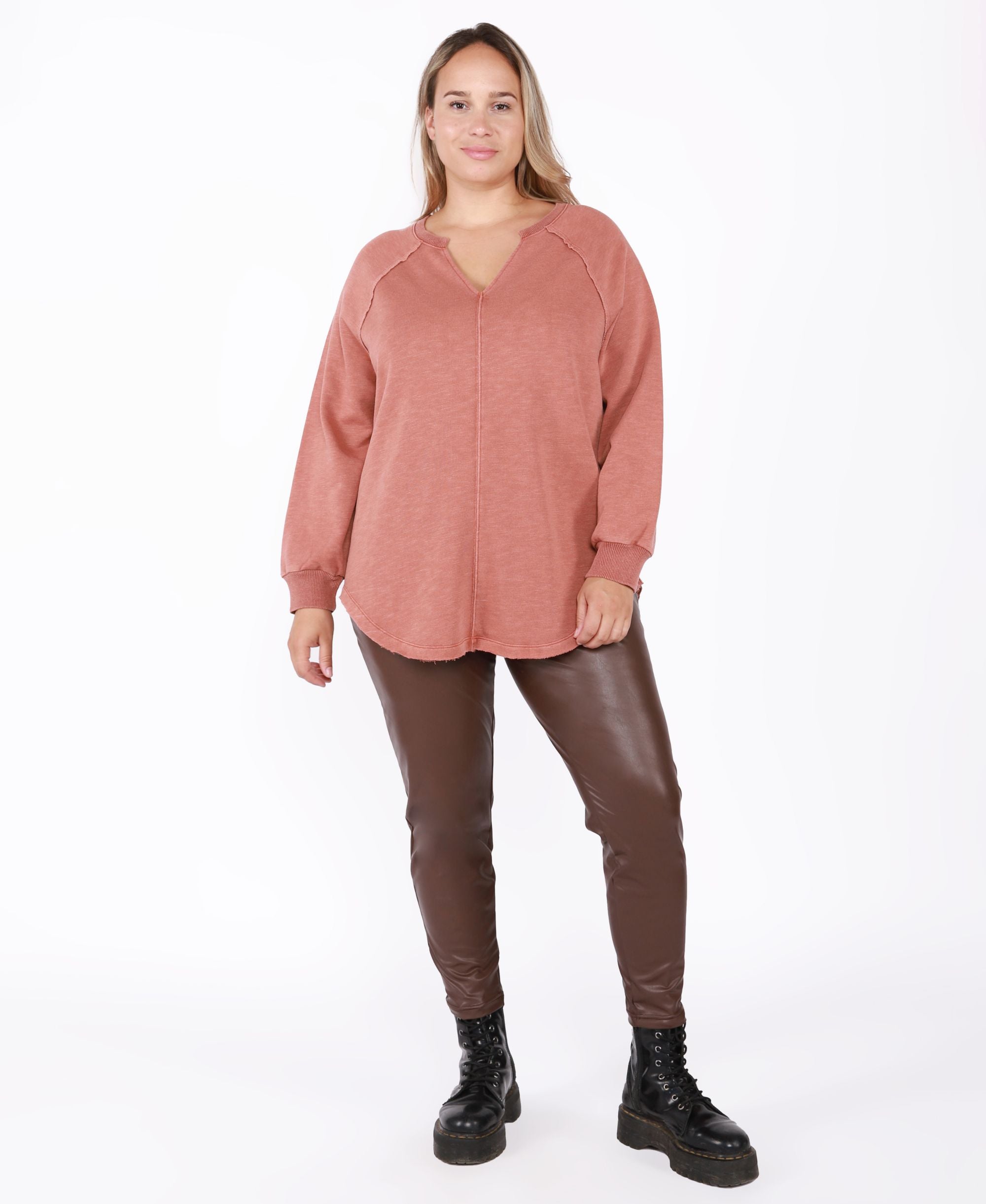 Trendy Plus Size Cotton Raglan-Sleeve Top